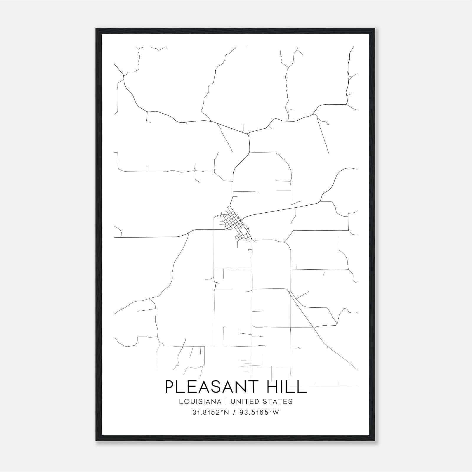 Pleasant Hill Louisiana Map Poster, Modern Home Decor Wall Art Print Pleasant Hill Louisiana Map Poster, Modern Home Decor Wall Art Print