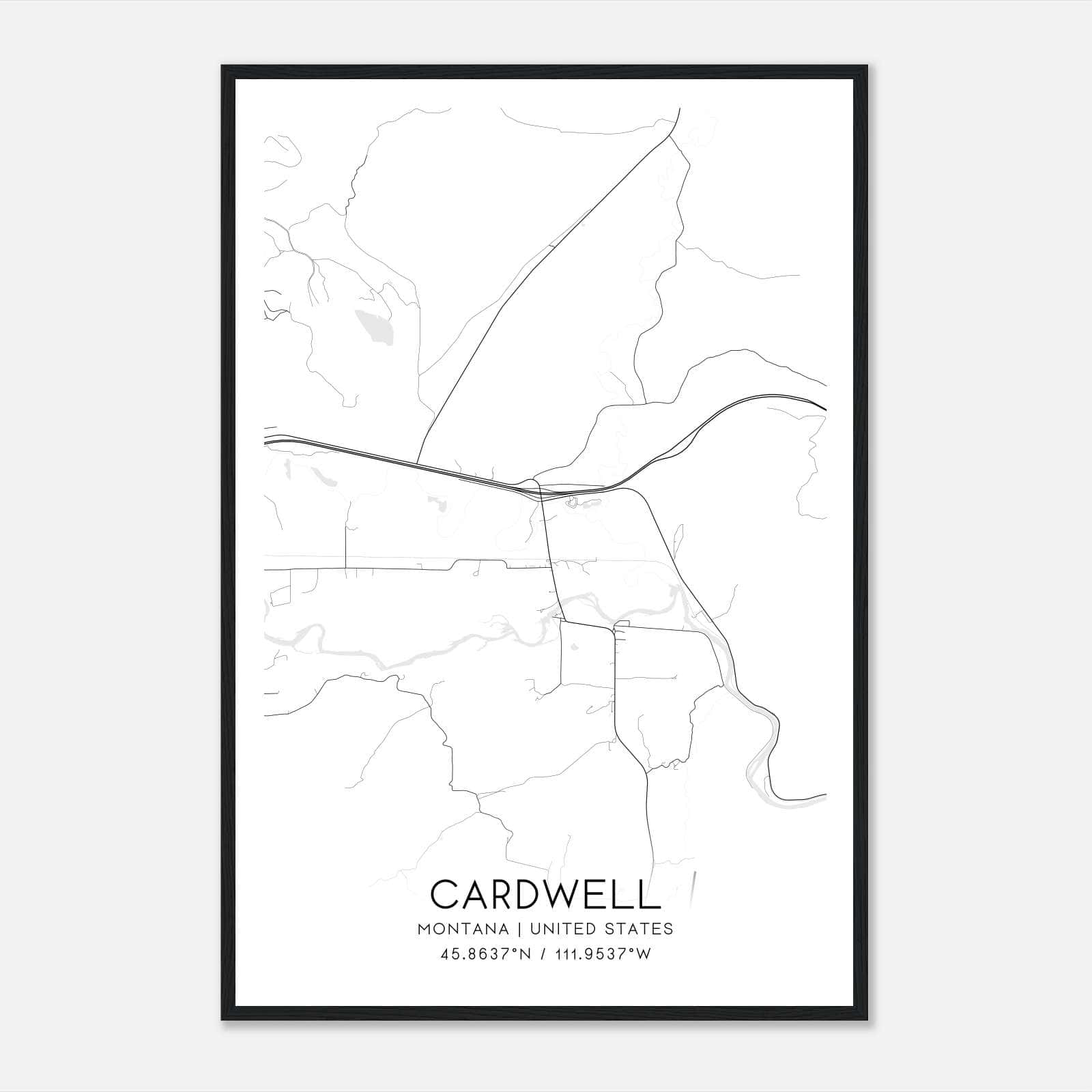 Cardwell Montana Map Poster, Modern Home Decor Wall Art Print Cardwell Montana Map Poster, Modern Home Decor Wall Art Print