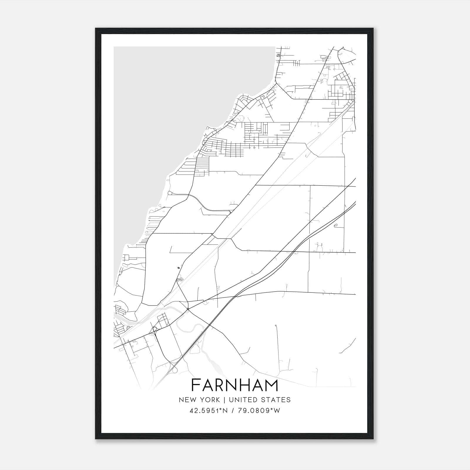Farnham New York Map Poster, Modern Home Decor Wall Art Print Farnham New York Map Poster, Modern Home Decor Wall Art Print