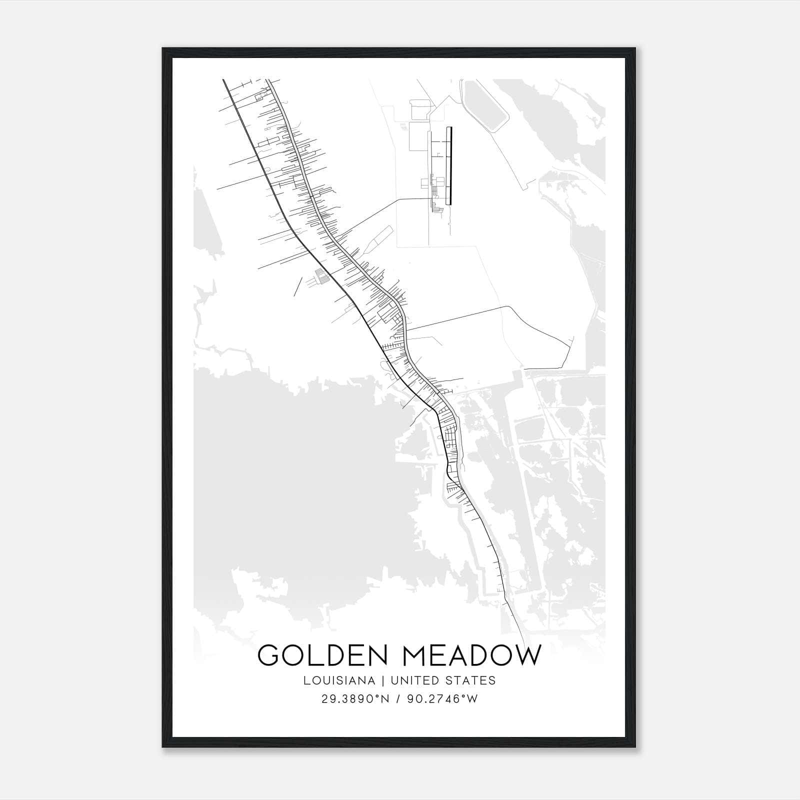 Golden Meadow Louisiana Map Poster, Modern Home Decor Wall Art Print Golden Meadow Louisiana Map Poster, Modern Home Decor Wall Art Print