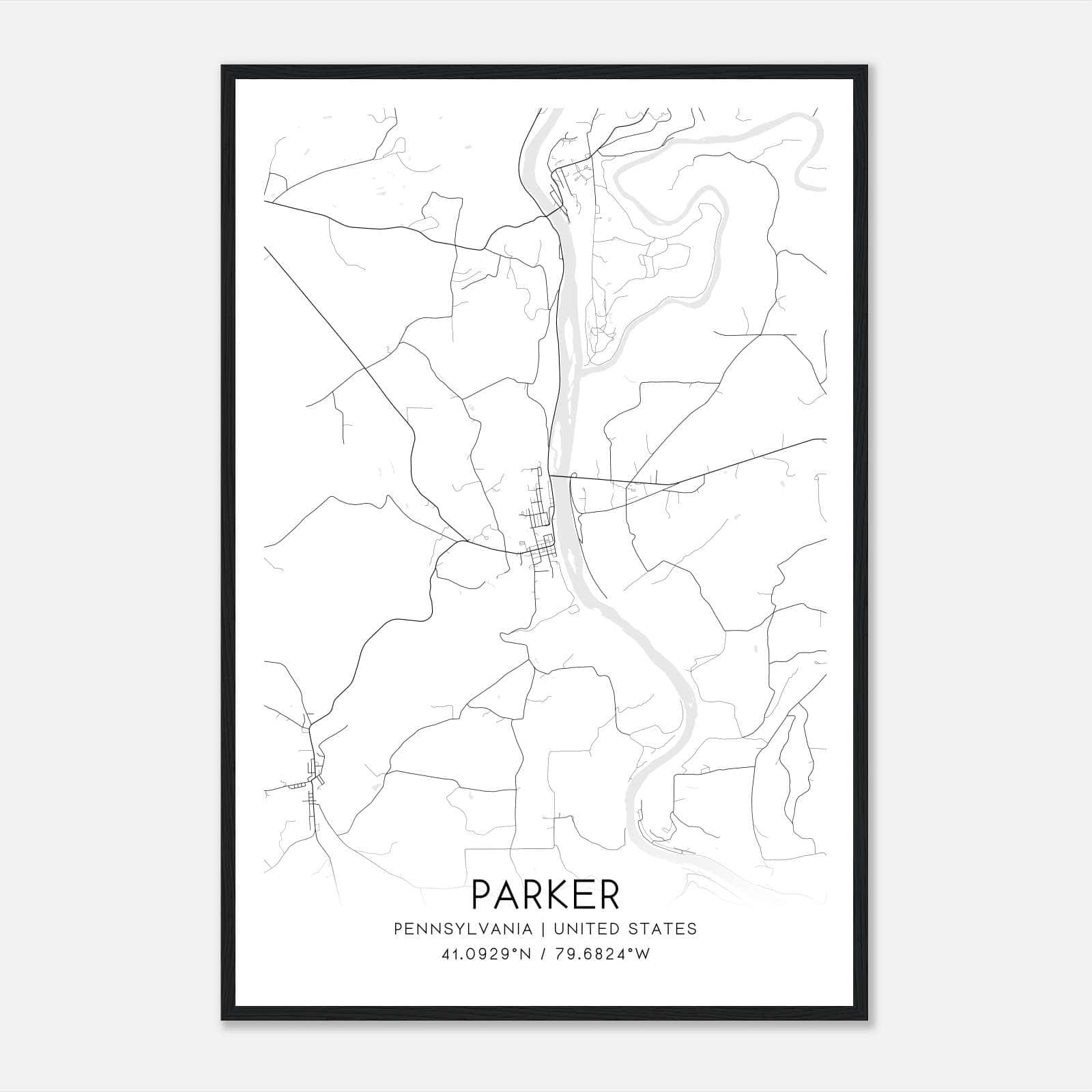 Parker Pennsylvania Map Poster, Modern Home Decor Wall Art Print Parker Pennsylvania Map Poster, Modern Home Decor Wall Art Print