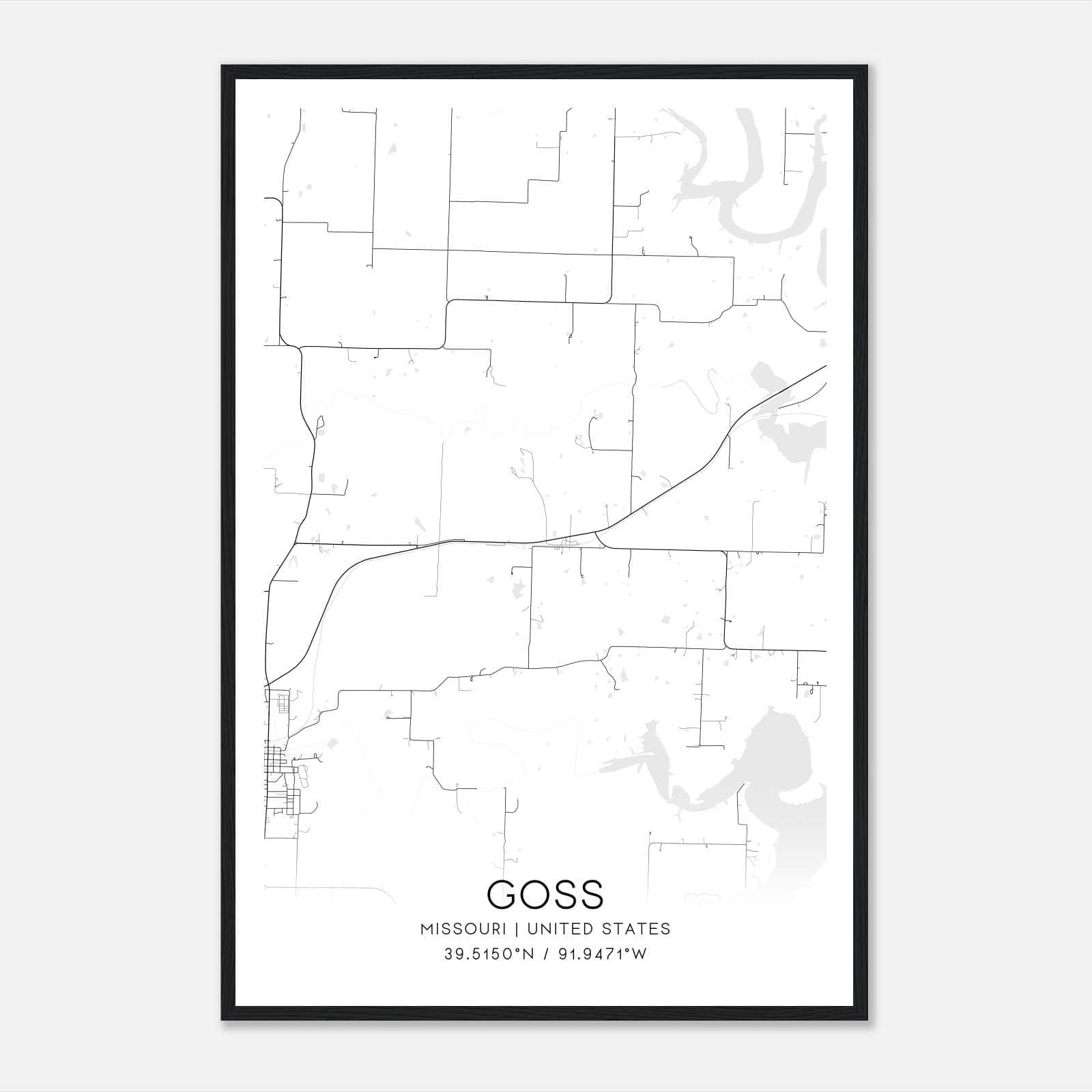 Goss Missouri Map Poster, Modern Home Decor Wall Art Print Goss Missouri Map Poster, Modern Home Decor Wall Art Print