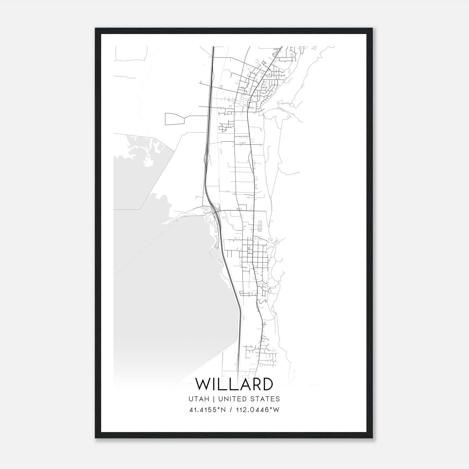 Willard Utah Map Poster, Modern Home Decor Wall Art Print Willard Utah Map Poster, Modern Home Decor Wall Art Print