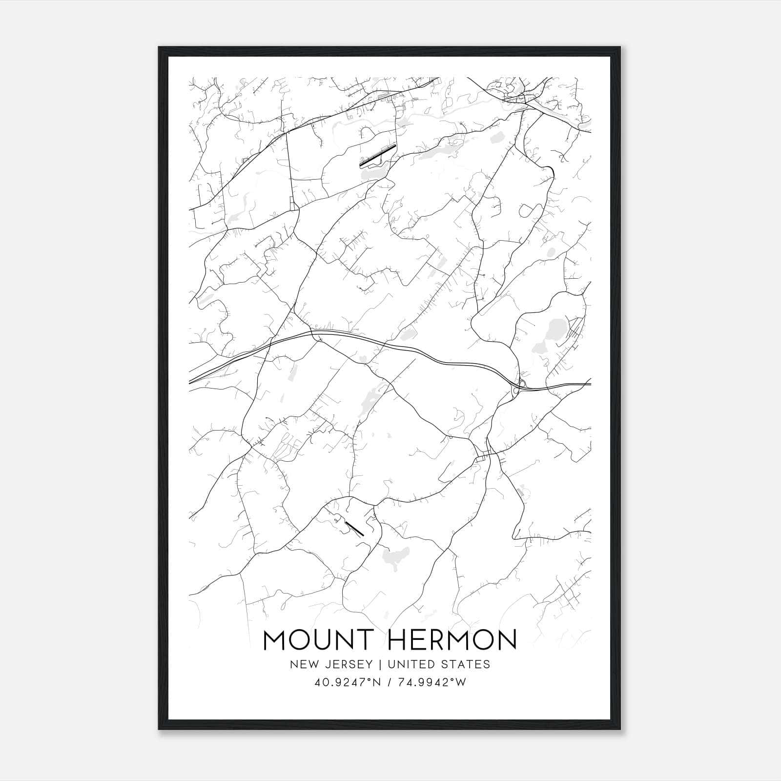 Mount Hermon New Jersey Map Poster, Modern Home Decor Wall Art Print Mount Hermon New Jersey Map Poster, Modern Home Decor Wall Art Print