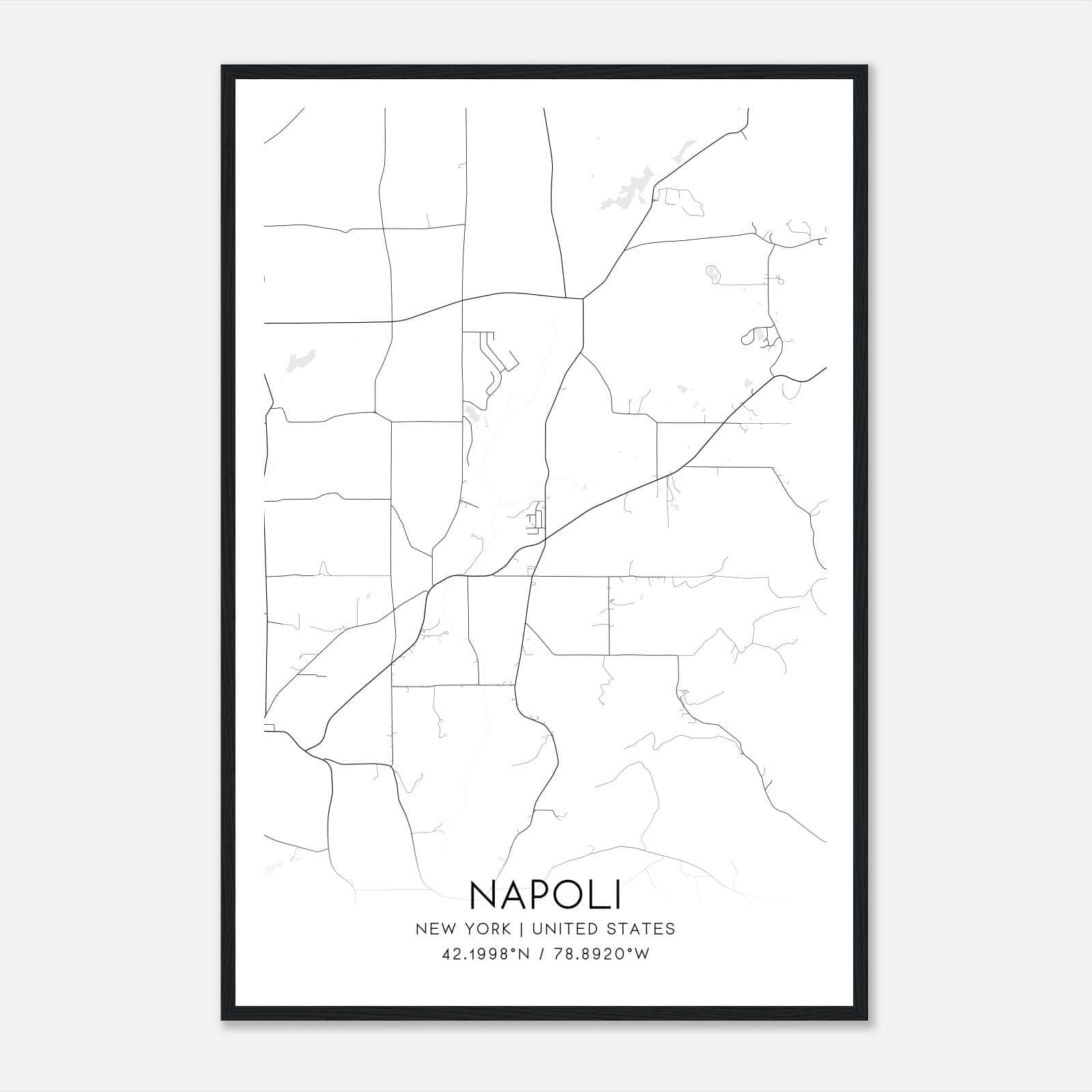 Napoli New York Map Poster, Modern Home Decor Wall Art Print Napoli New York Map Poster, Modern Home Decor Wall Art Print