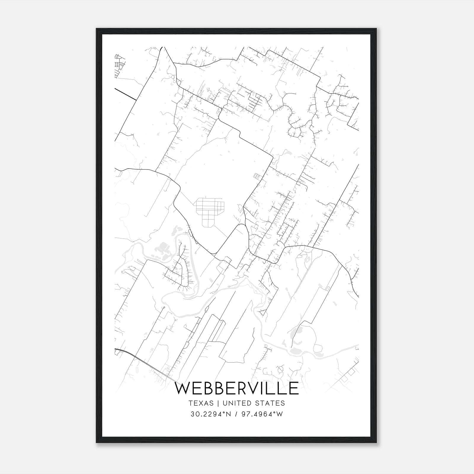 Webberville Texas Map Poster, Modern Home Decor Wall Art Print Webberville Texas Map Poster, Modern Home Decor Wall Art Print
