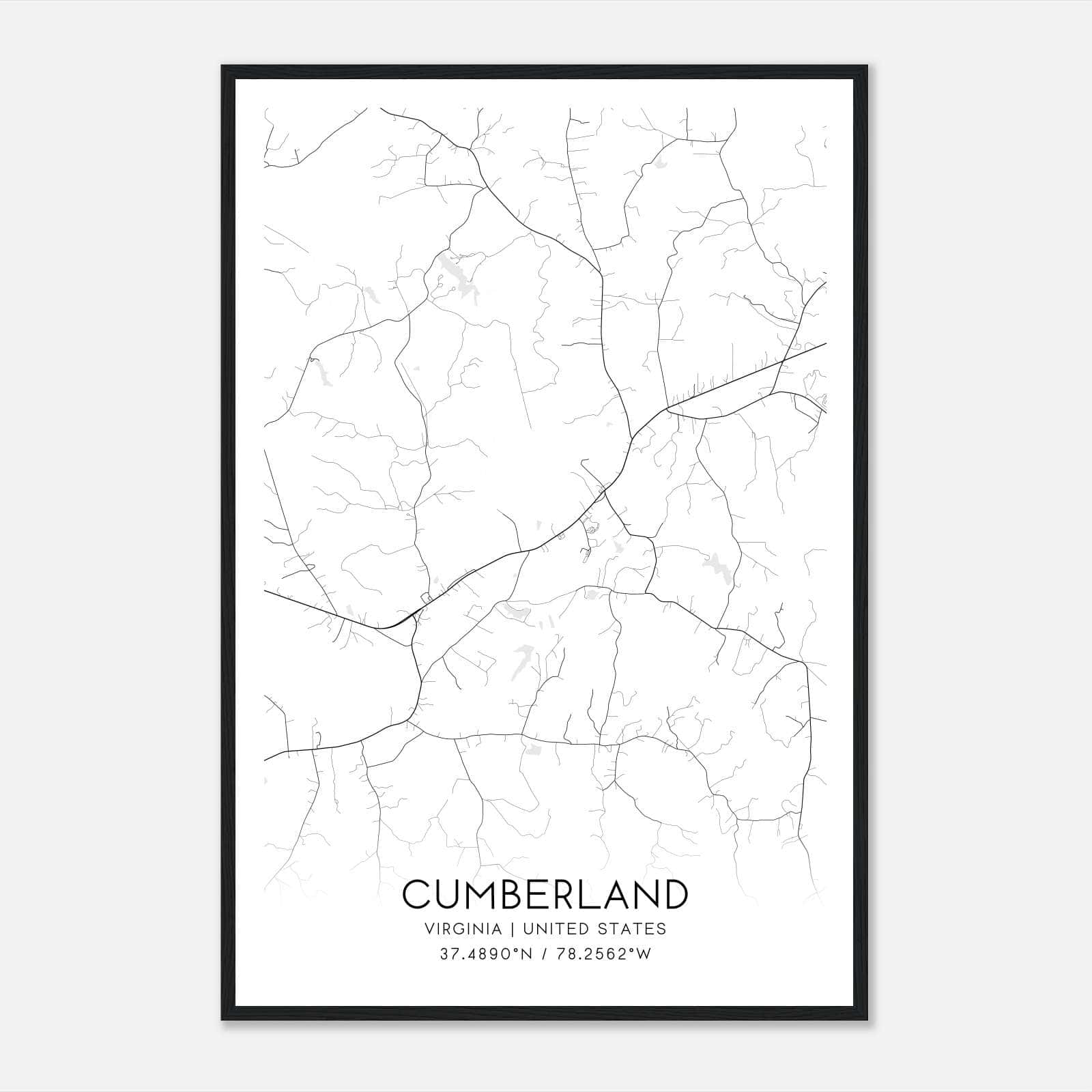 Cumberland Virginia Map Poster, Modern Home Decor Wall Art Print Cumberland Virginia Map Poster, Modern Home Decor Wall Art Print