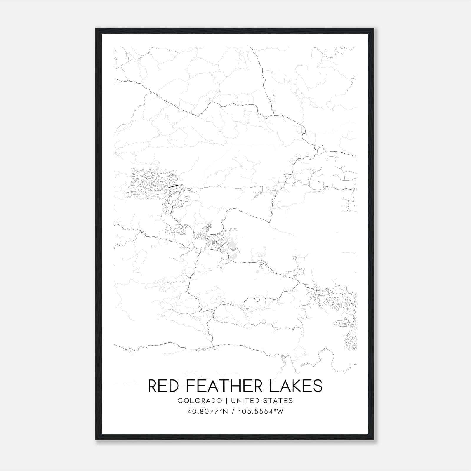 Red Feather Lakes Colorado Map Poster, Modern Home Decor Wall Art Print Red Feather Lakes Colorado Map Poster, Modern Home Decor Wall Art Print