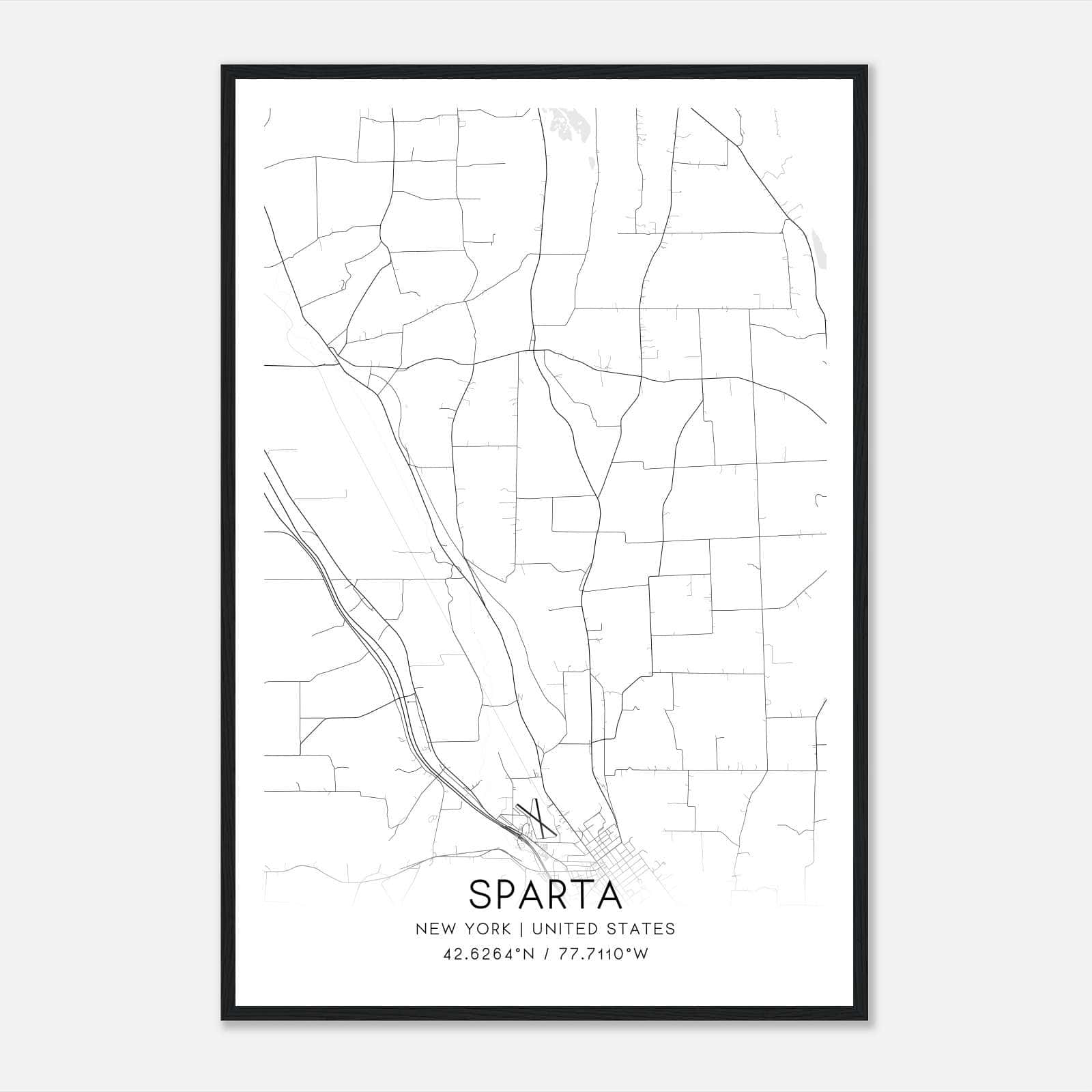 Sparta New York Map Poster, Modern Home Decor Wall Art Print Sparta New York Map Poster, Modern Home Decor Wall Art Print