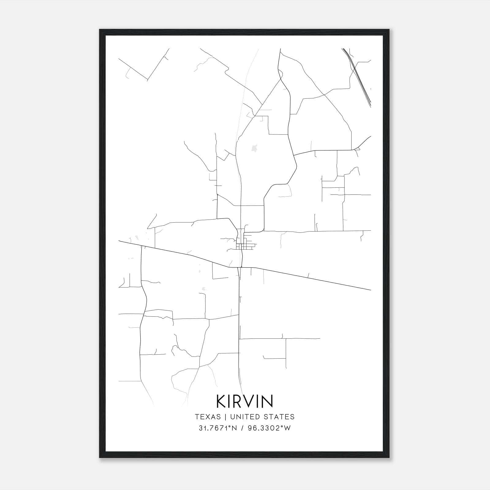 Kirvin Texas Map Poster, Modern Home Decor Wall Art Print Kirvin Texas Map Poster, Modern Home Decor Wall Art Print