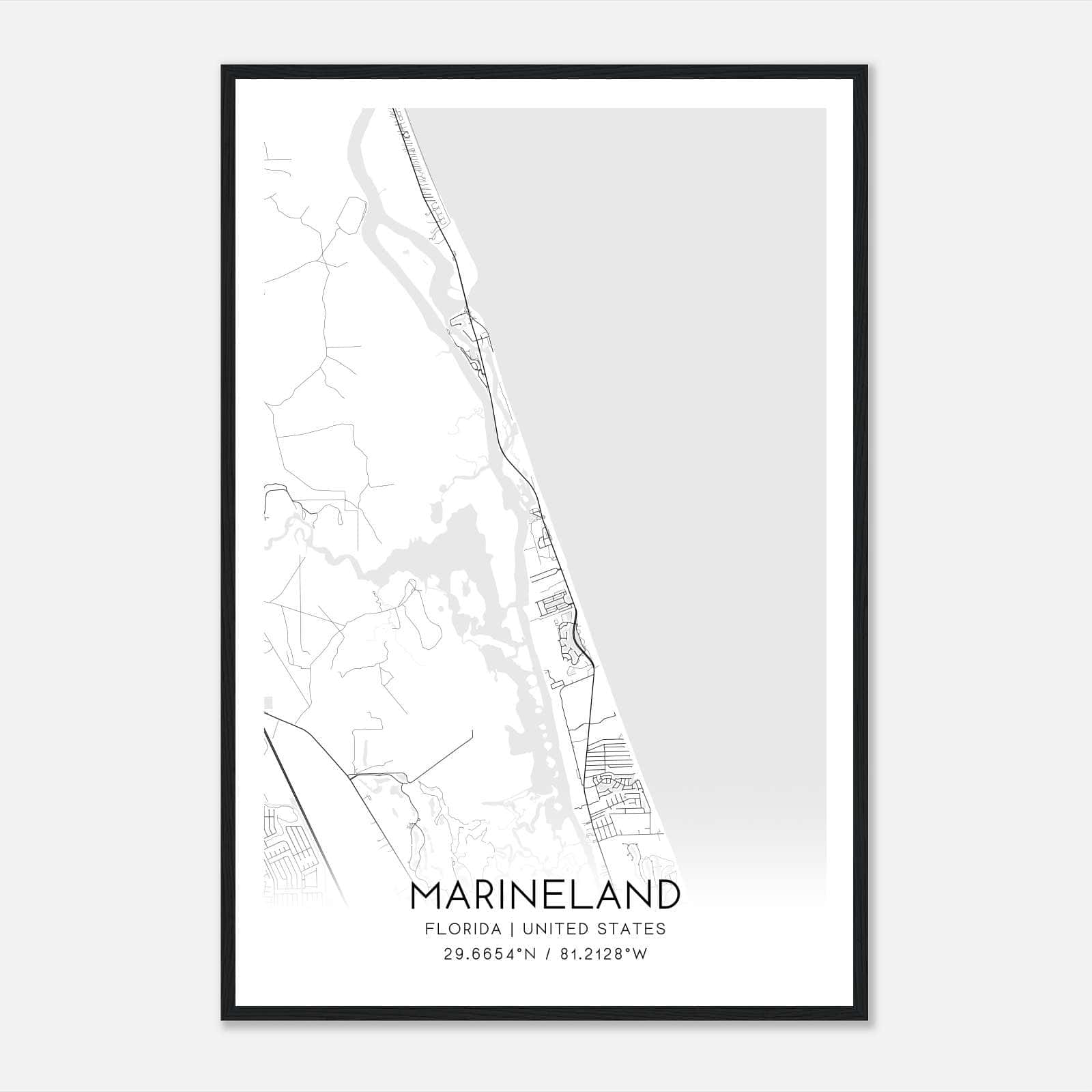 Marineland Florida Map Poster, Modern Home Decor Wall Art Print Marineland Florida Map Poster, Modern Home Decor Wall Art Print