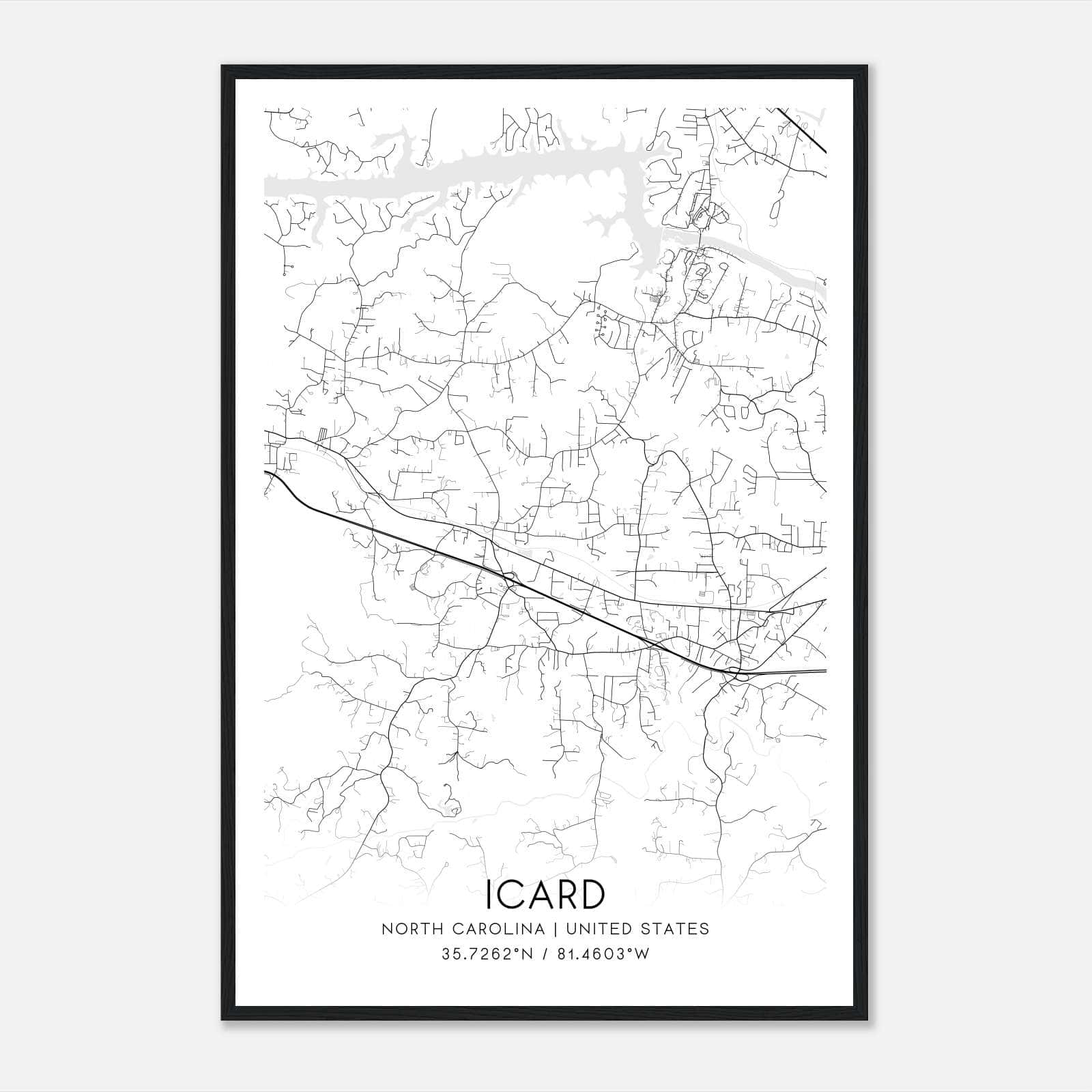 Icard North Carolina Map Poster, Modern Home Decor Wall Art Print Icard North Carolina Map Poster, Modern Home Decor Wall Art Print