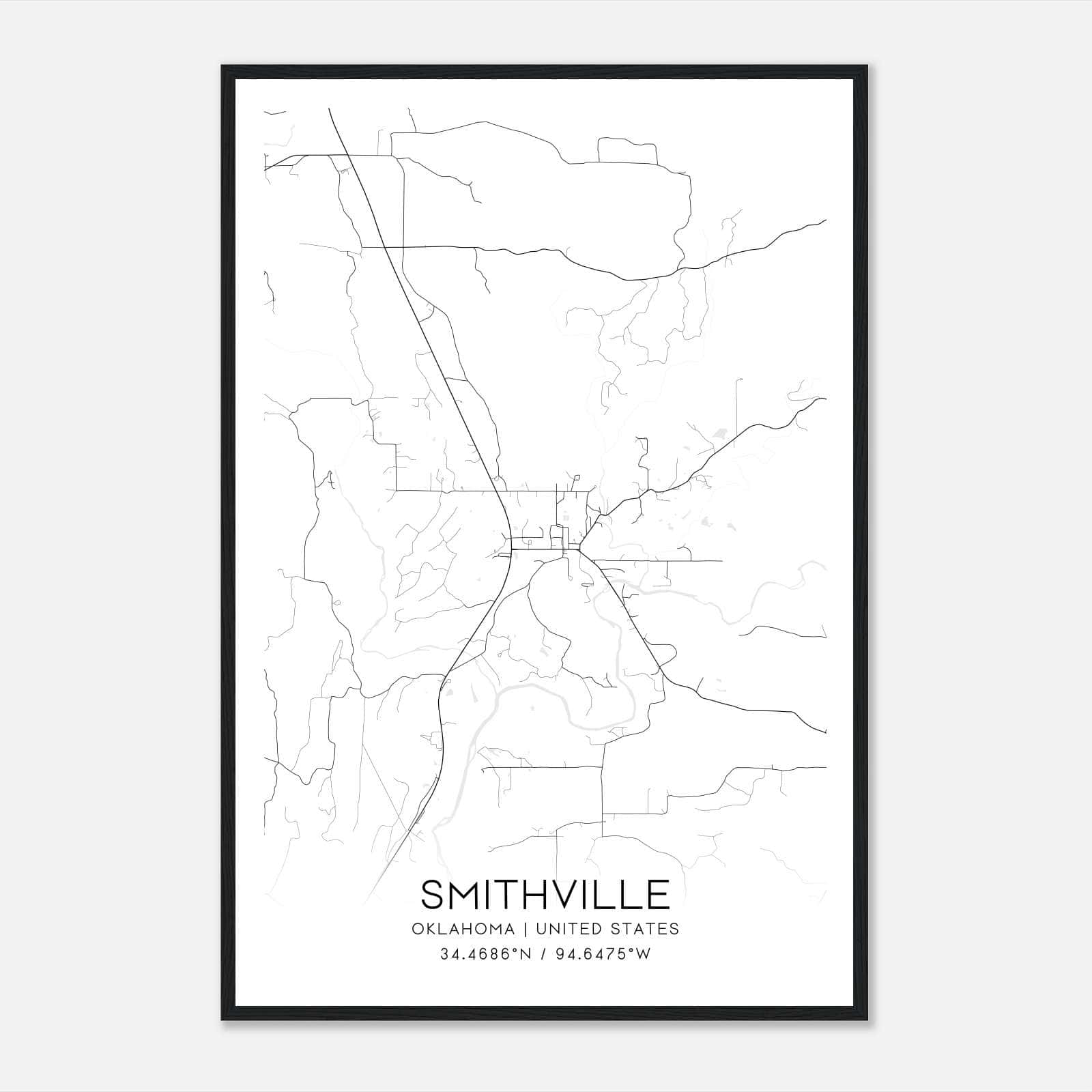 Smithville Oklahoma Map Poster, Modern Home Decor Wall Art Print Smithville Oklahoma Map Poster, Modern Home Decor Wall Art Print