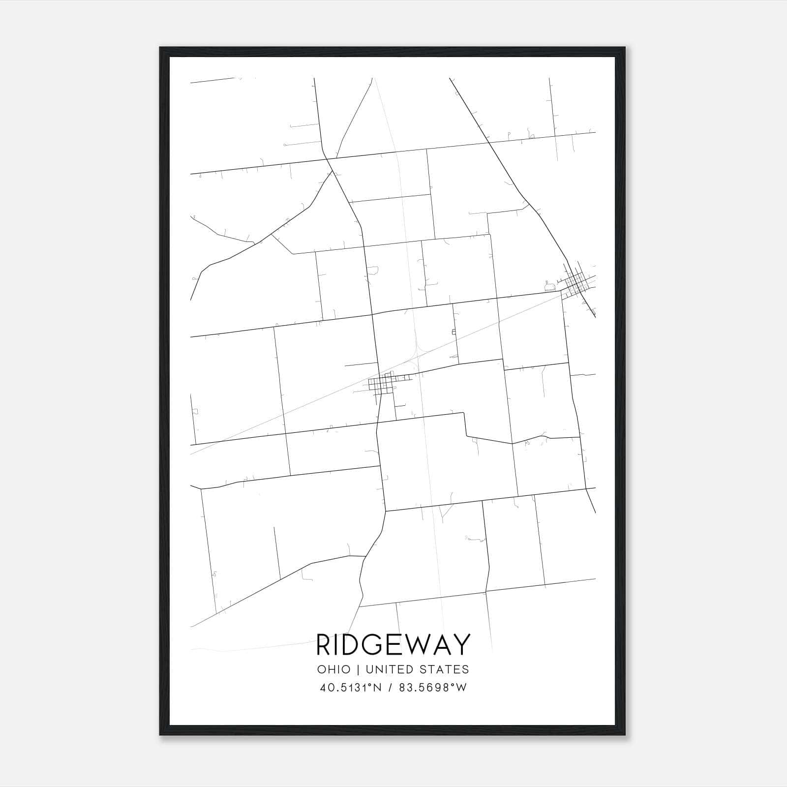 Ridgeway Ohio Map Poster, Modern Home Decor Wall Art Print Ridgeway Ohio Map Poster, Modern Home Decor Wall Art Print
