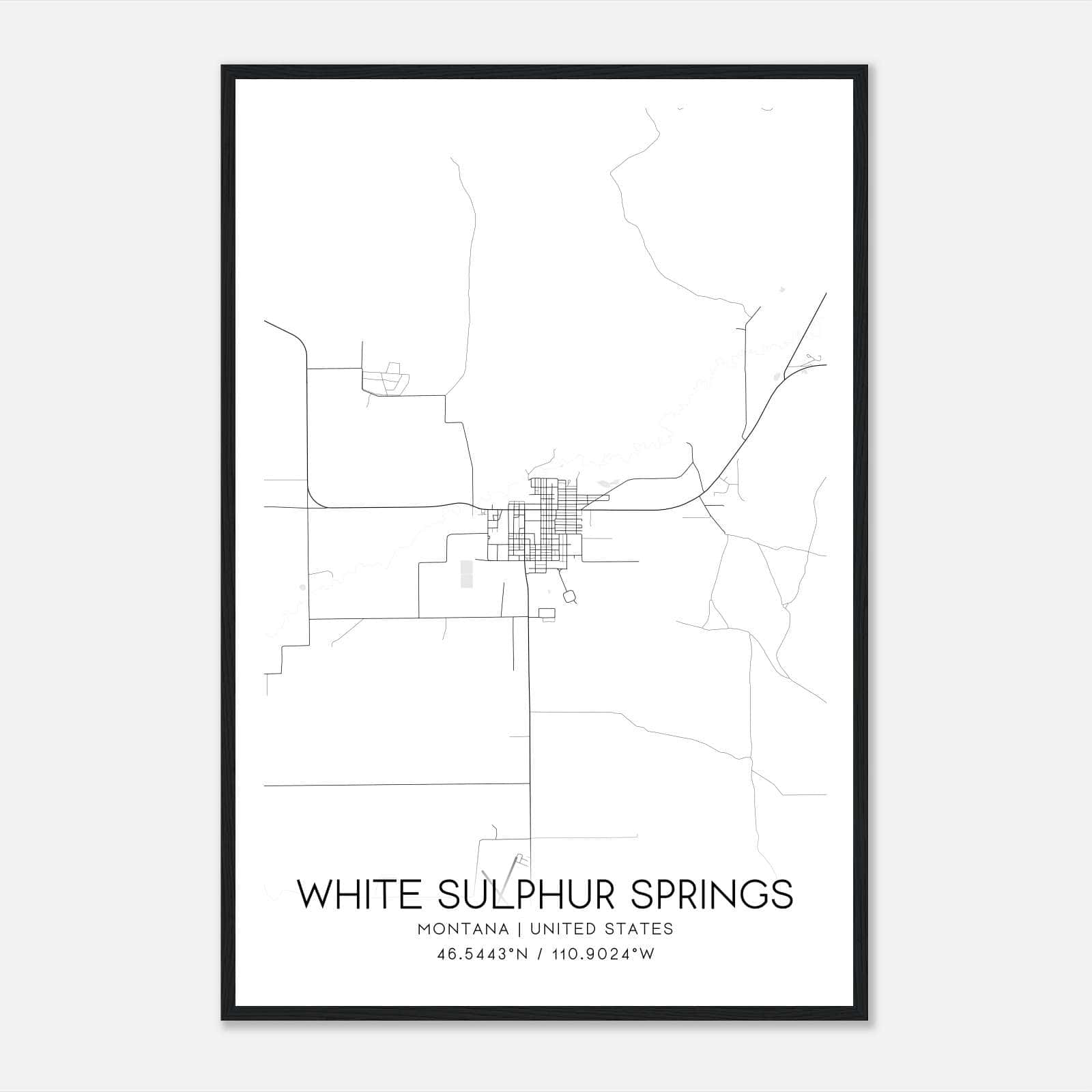 White Sulphur Springs Montana Map Poster, Modern Home Decor Wall Art Print White Sulphur Springs Montana Map Poster, Modern Home Decor Wall Art Print