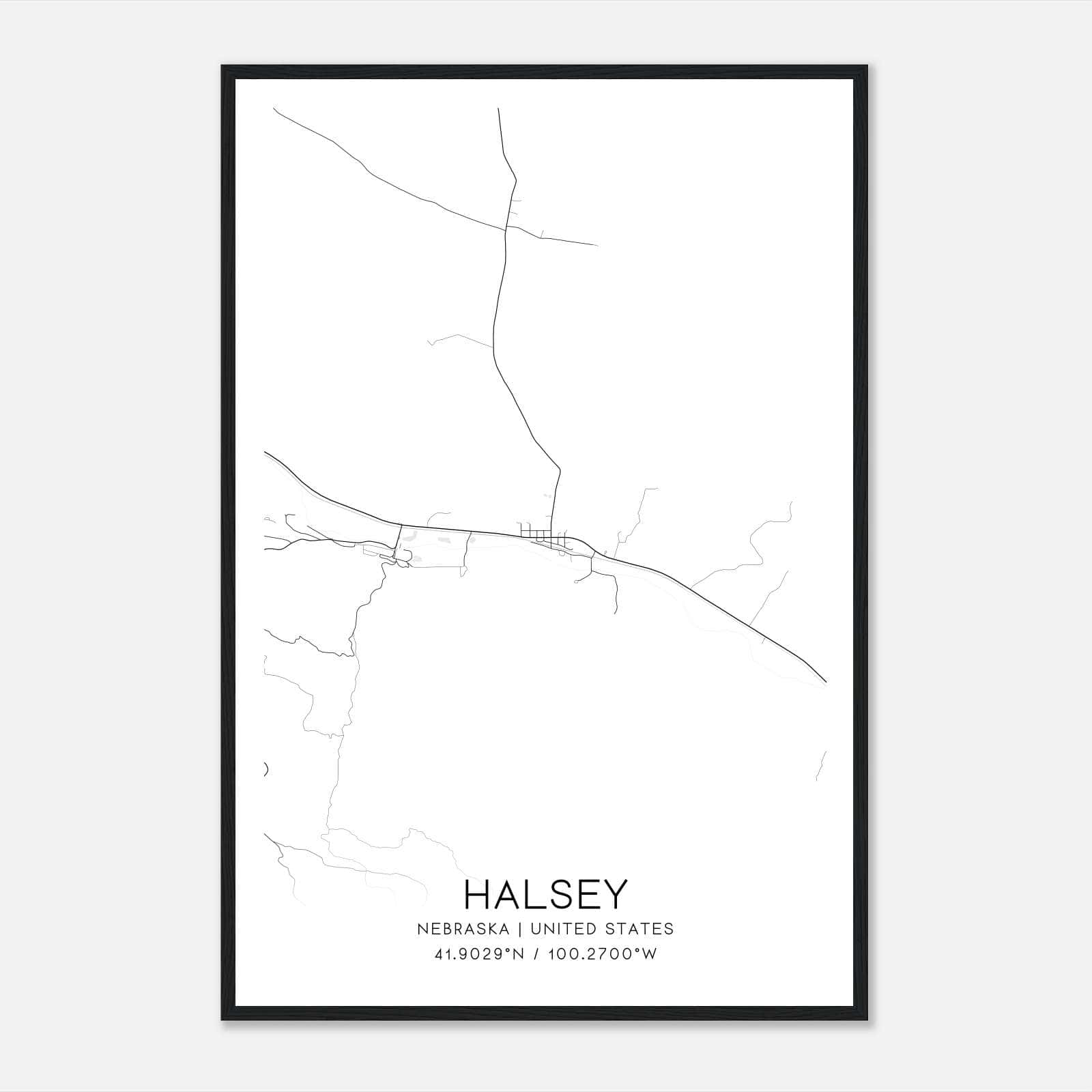Halsey Nebraska Map Poster, Modern Home Decor Wall Art Print Halsey Nebraska Map Poster, Modern Home Decor Wall Art Print