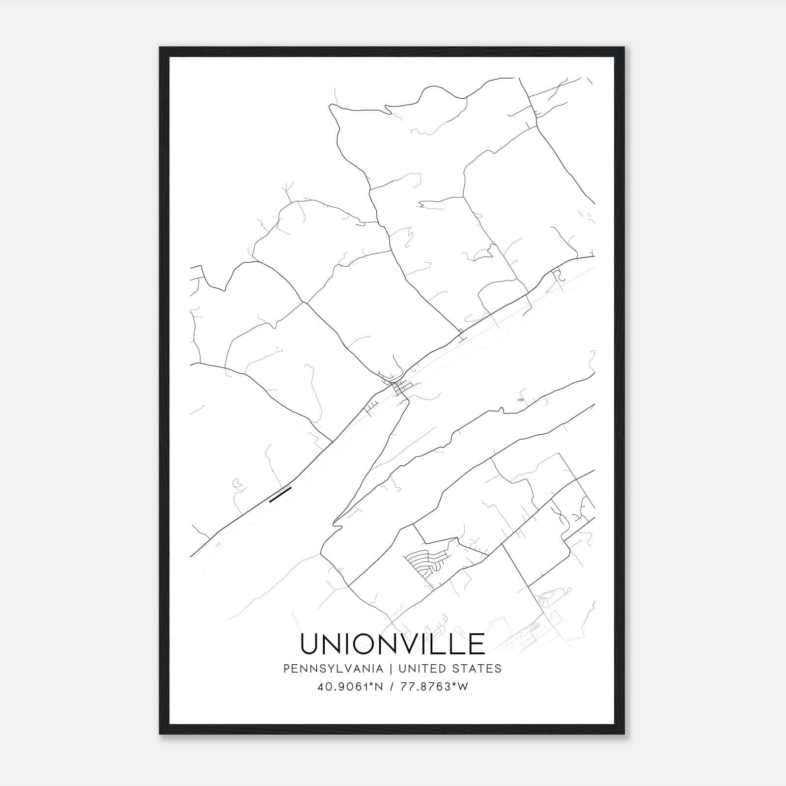 Unionville Pennsylvania Map Poster, Modern Home Decor Wall Art Print Unionville Pennsylvania Map Poster, Modern Home Decor Wall Art Print
