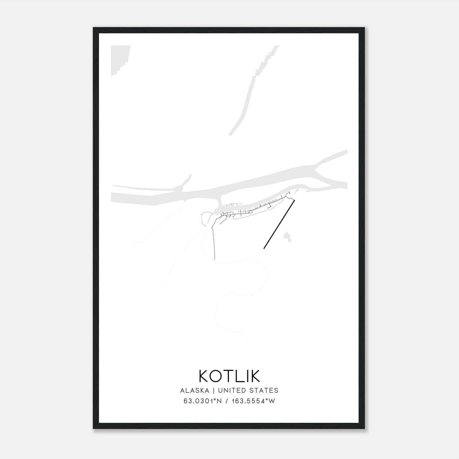 Kotlik Alaska Map Poster, Modern Home Decor Wall Art Print Kotlik Alaska Map Poster, Modern Home Decor Wall Art Print