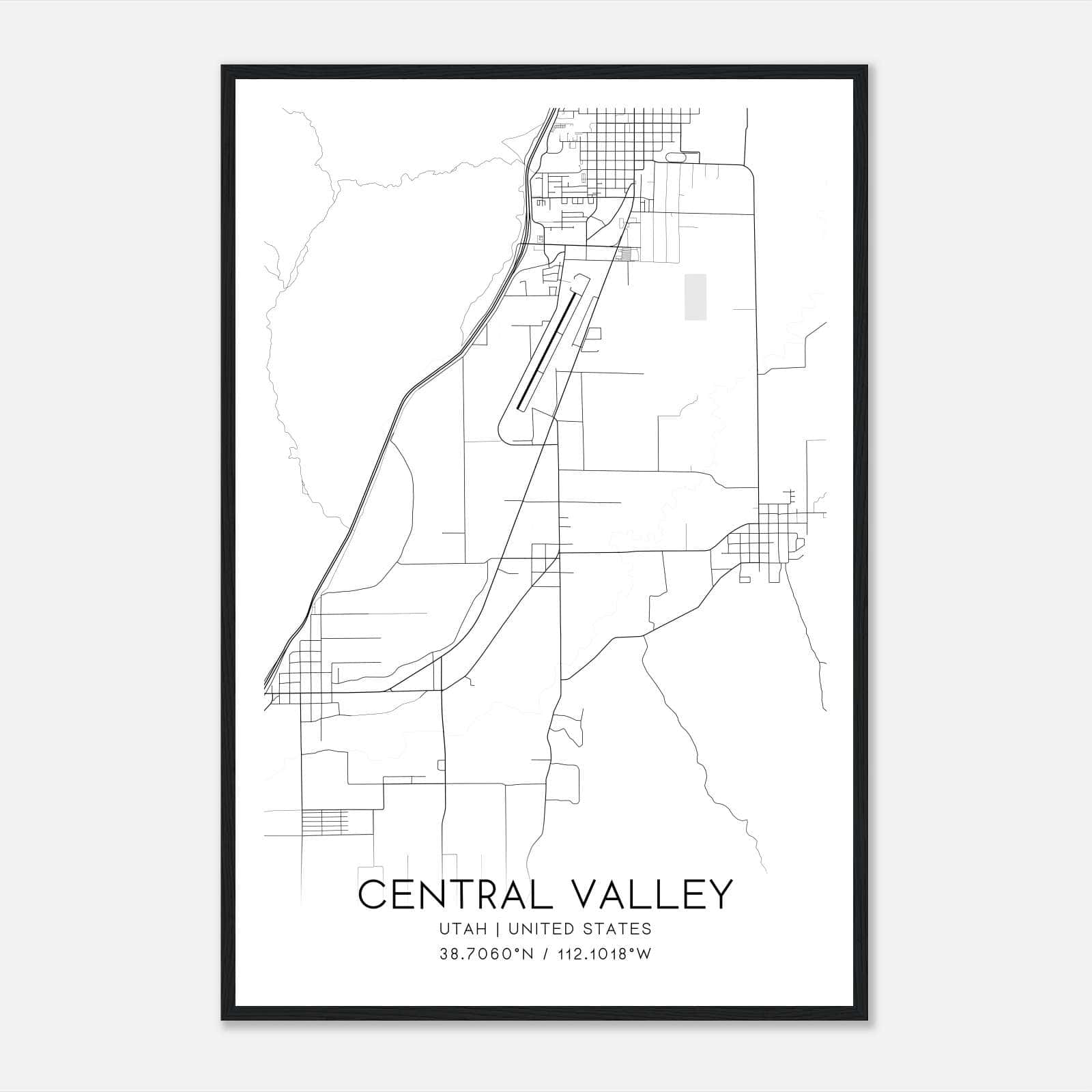 Central Valley Utah Map Poster, Modern Home Decor Wall Art Print Central Valley Utah Map Poster, Modern Home Decor Wall Art Print