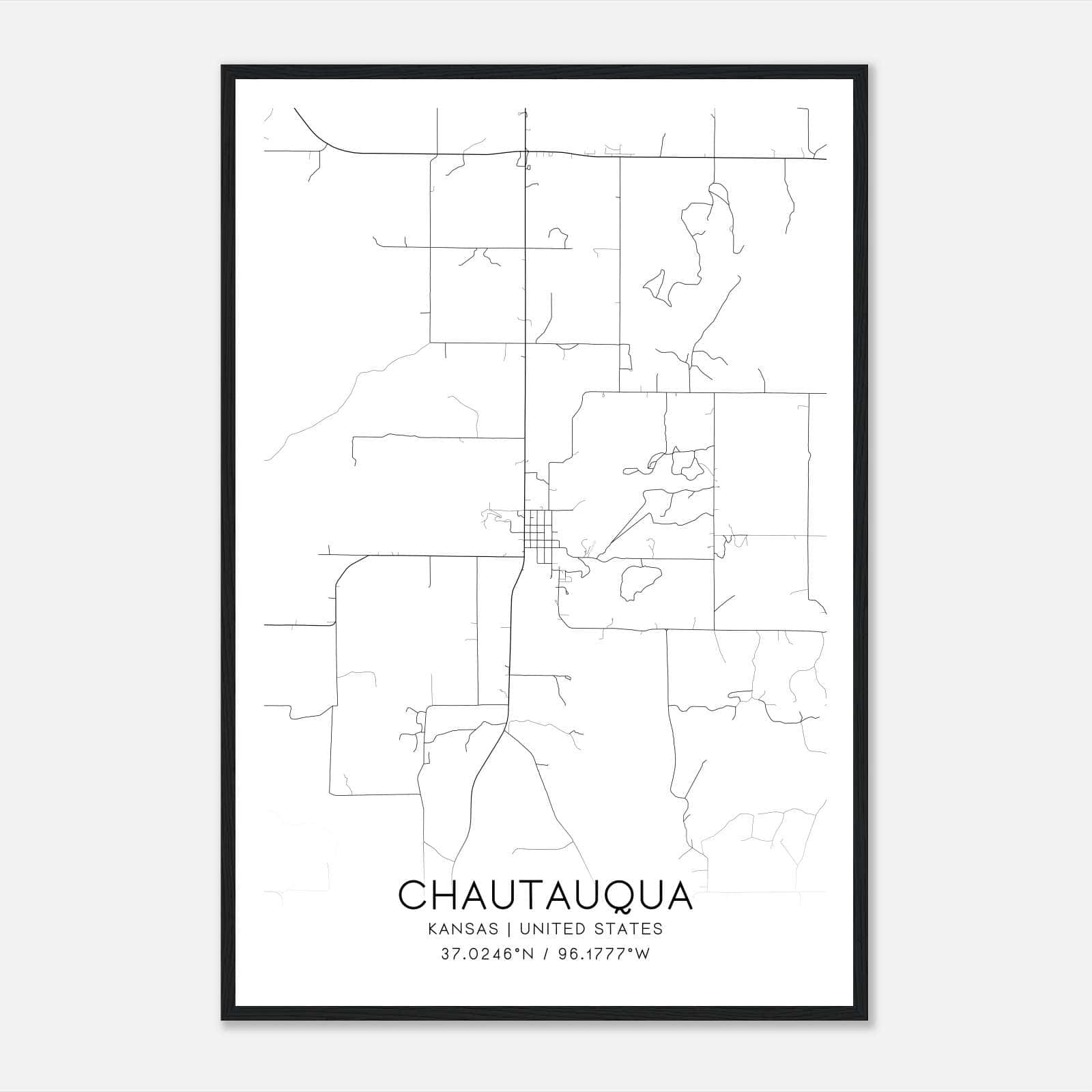 Chautauqua Kansas Map Poster, Modern Home Decor Wall Art Print Chautauqua Kansas Map Poster, Modern Home Decor Wall Art Print