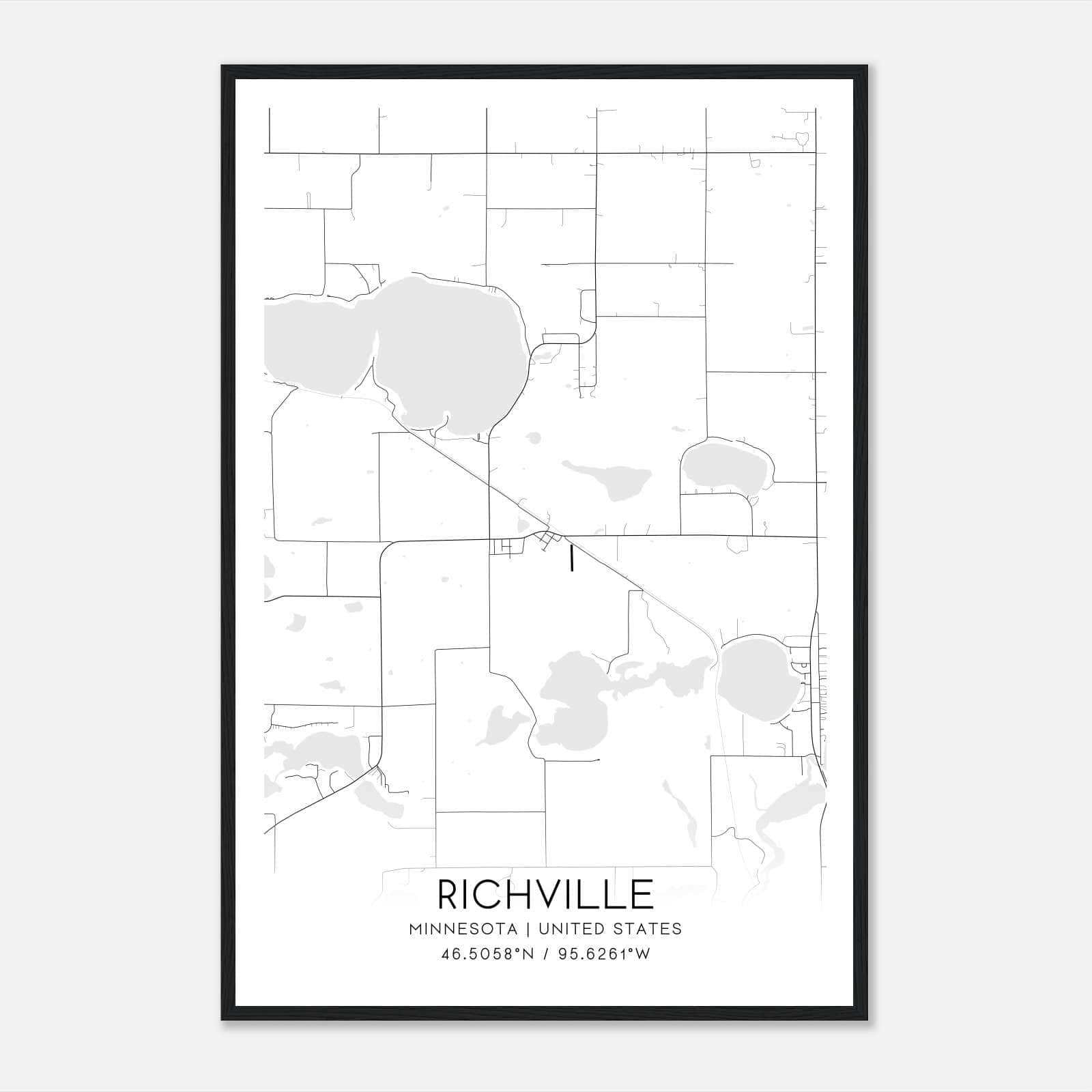Richville Minnesota Map Poster, Modern Home Decor Wall Art Print Richville Minnesota Map Poster, Modern Home Decor Wall Art Print