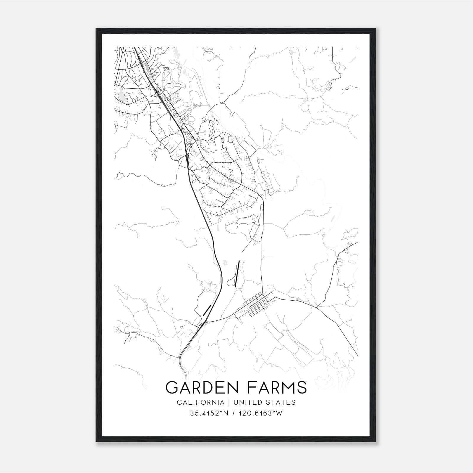 Garden Farms California Map Poster, Modern Home Decor Wall Art Print Garden Farms California Map Poster, Modern Home Decor Wall Art Print