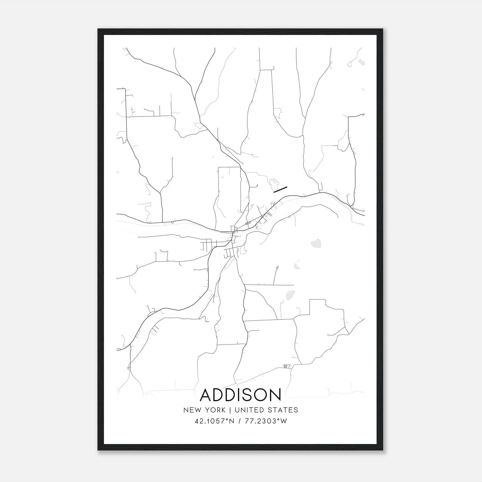 Addison New York Map Poster, Modern Home Decor Wall Art Print
