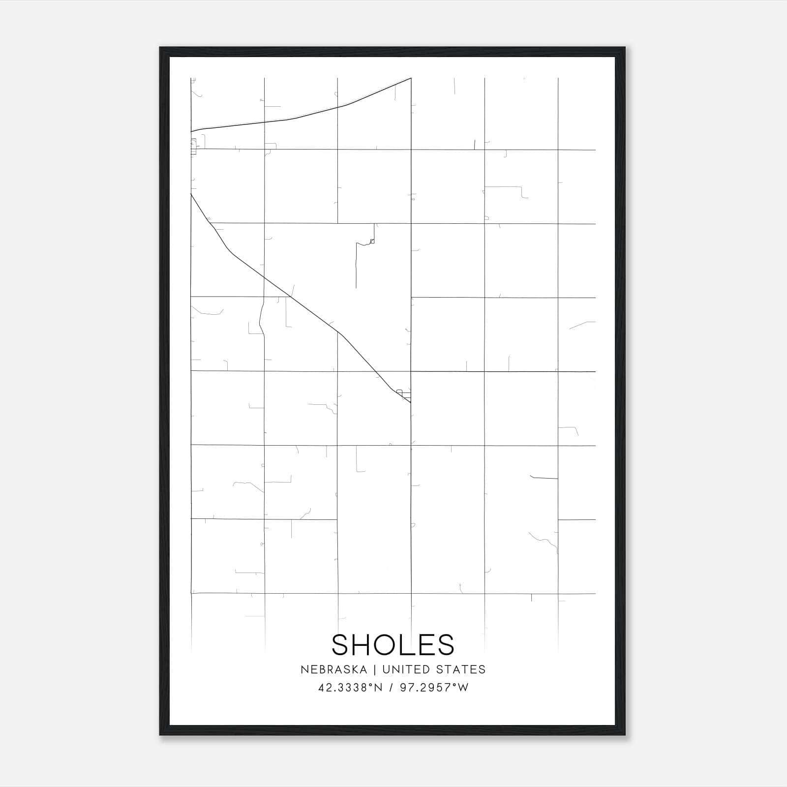 Sholes Nebraska Map Poster, Modern Home Decor Wall Art Print Sholes Nebraska Map Poster, Modern Home Decor Wall Art Print