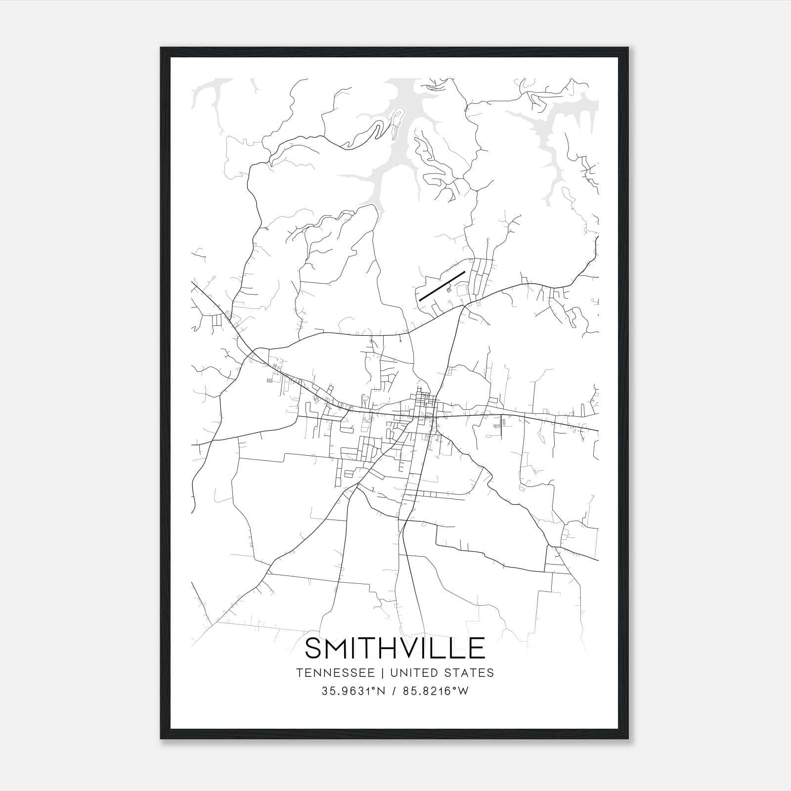 Smithville Tennessee Map Poster, Modern Home Decor Wall Art Print Smithville Tennessee Map Poster, Modern Home Decor Wall Art Print