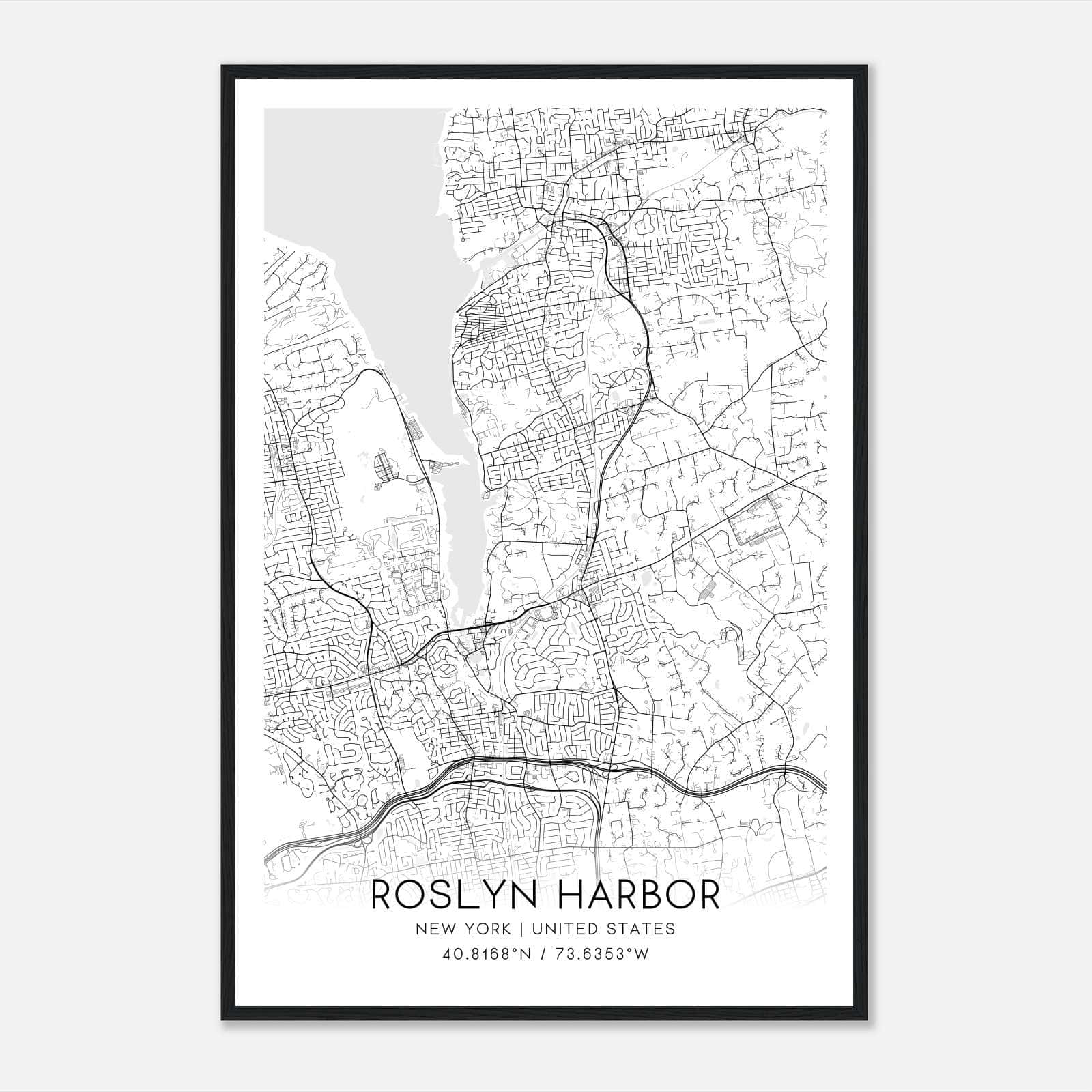 Roslyn Harbor New York Map Poster, Modern Home Decor Wall Art Print Roslyn Harbor New York Map Poster, Modern Home Decor Wall Art Print