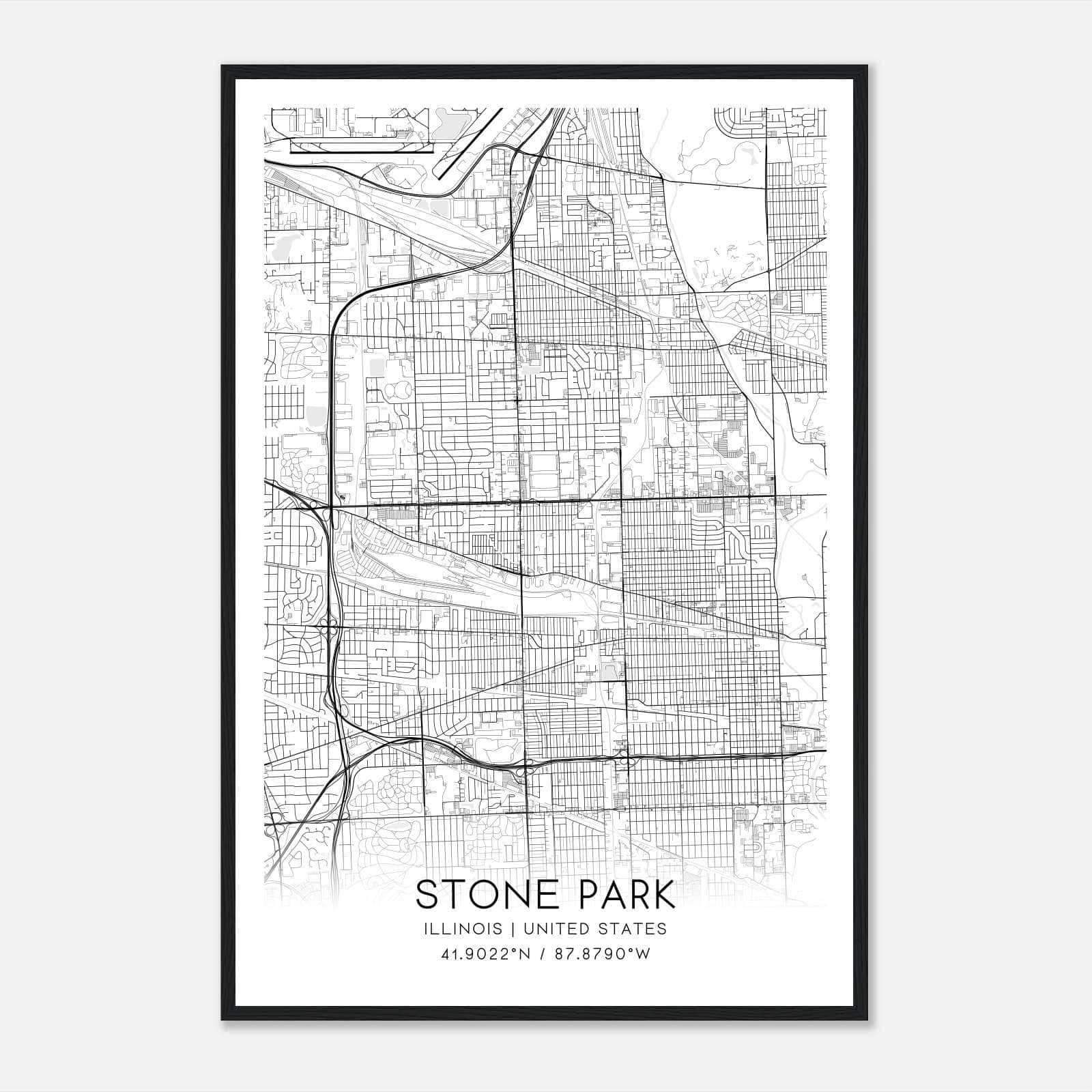 Stone Park Illinois Map Poster, Modern Home Decor Wall Art Print Stone Park Illinois Map Poster, Modern Home Decor Wall Art Print