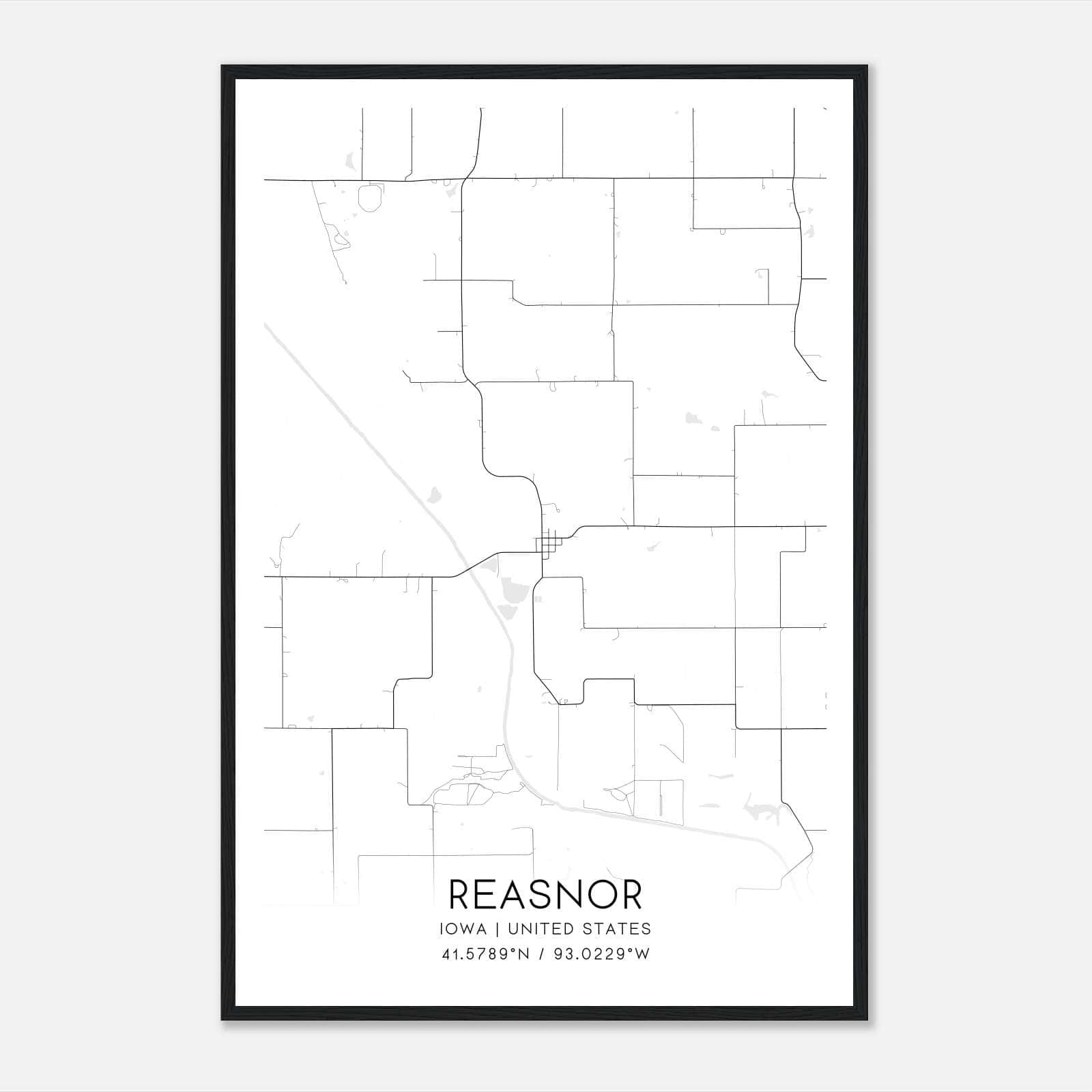 Reasnor Iowa Map Poster, Modern Home Decor Wall Art Print Reasnor Iowa Map Poster, Modern Home Decor Wall Art Print