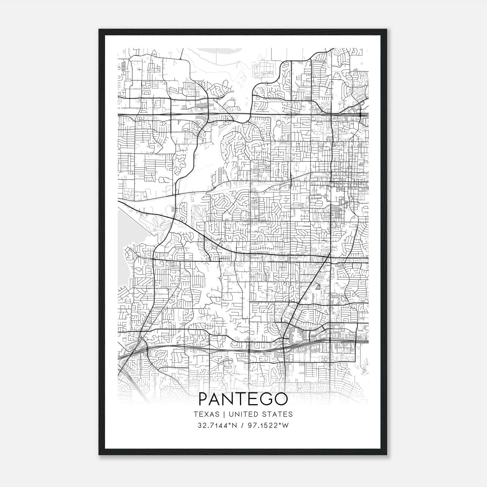 Pantego Texas Map Poster, Modern Home Decor Wall Art Print Pantego Texas Map Poster, Modern Home Decor Wall Art Print