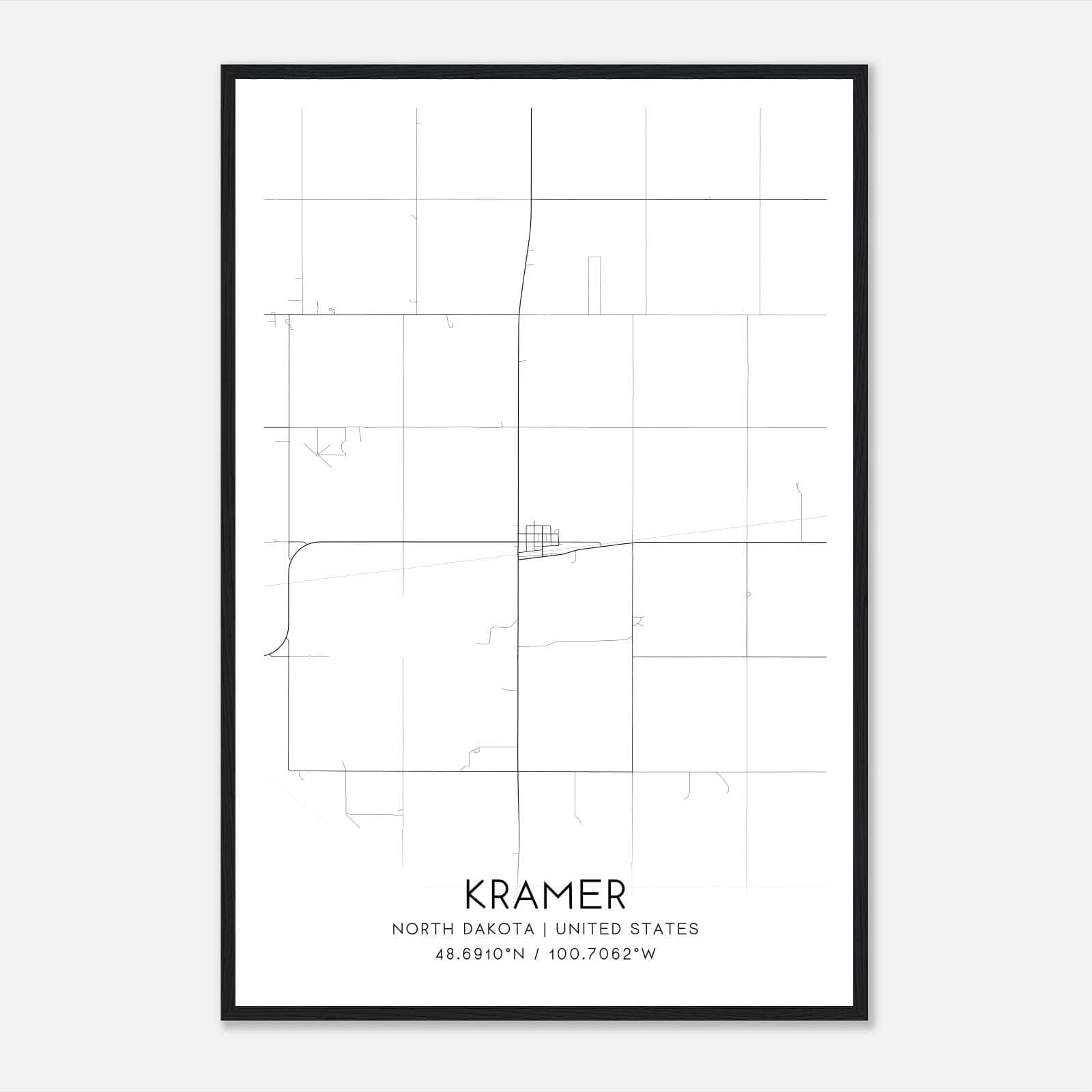 Kramer North Dakota Map Poster, Modern Home Decor Wall Art Print Kramer North Dakota Map Poster, Modern Home Decor Wall Art Print