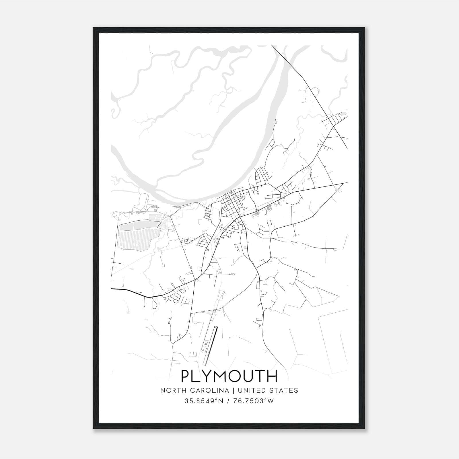 Plymouth North Carolina Map Poster, Modern Home Decor Wall Art Print Plymouth North Carolina Map Poster, Modern Home Decor Wall Art Print
