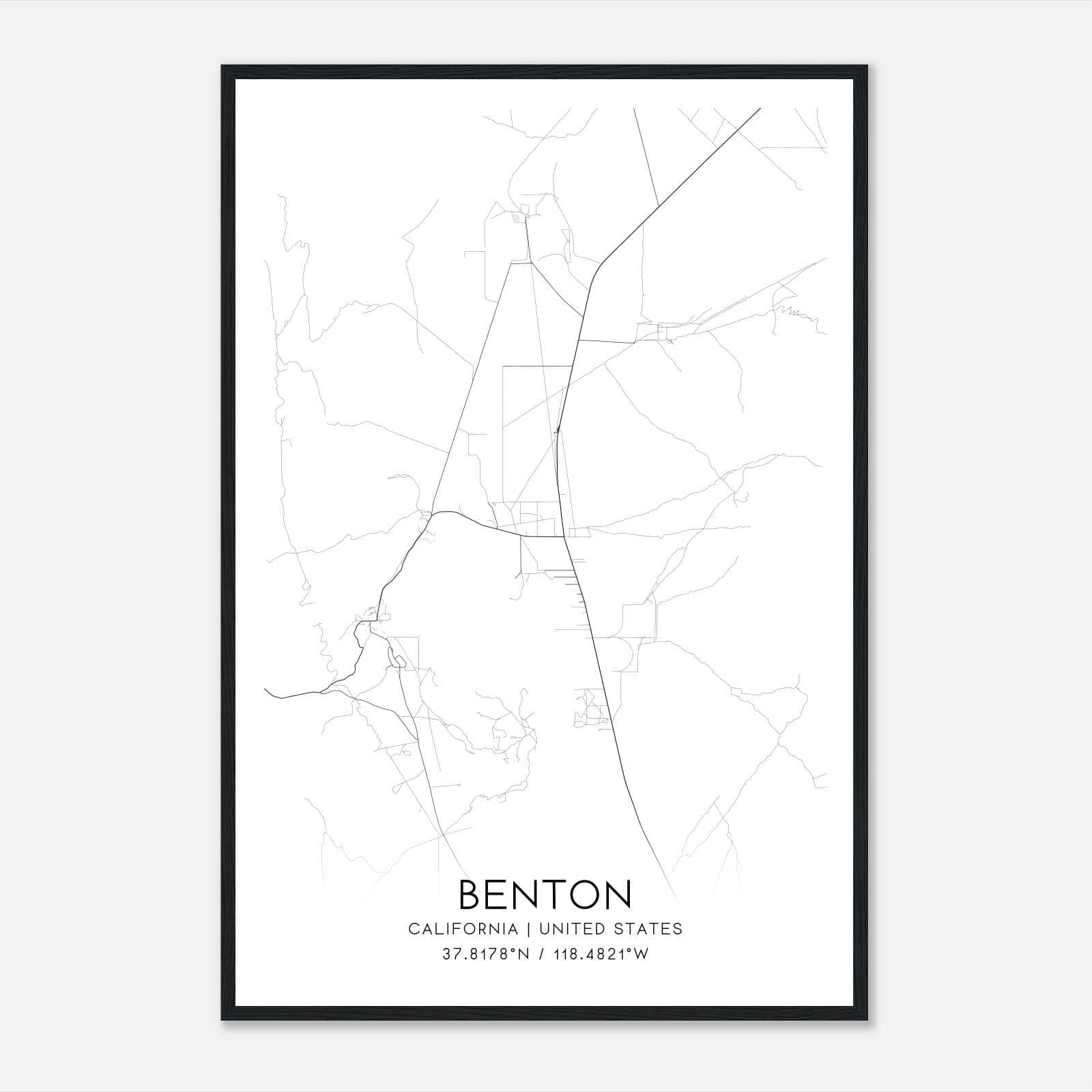 Benton California Map Poster, Modern Home Decor Wall Art Print Benton California Map Poster, Modern Home Decor Wall Art Print