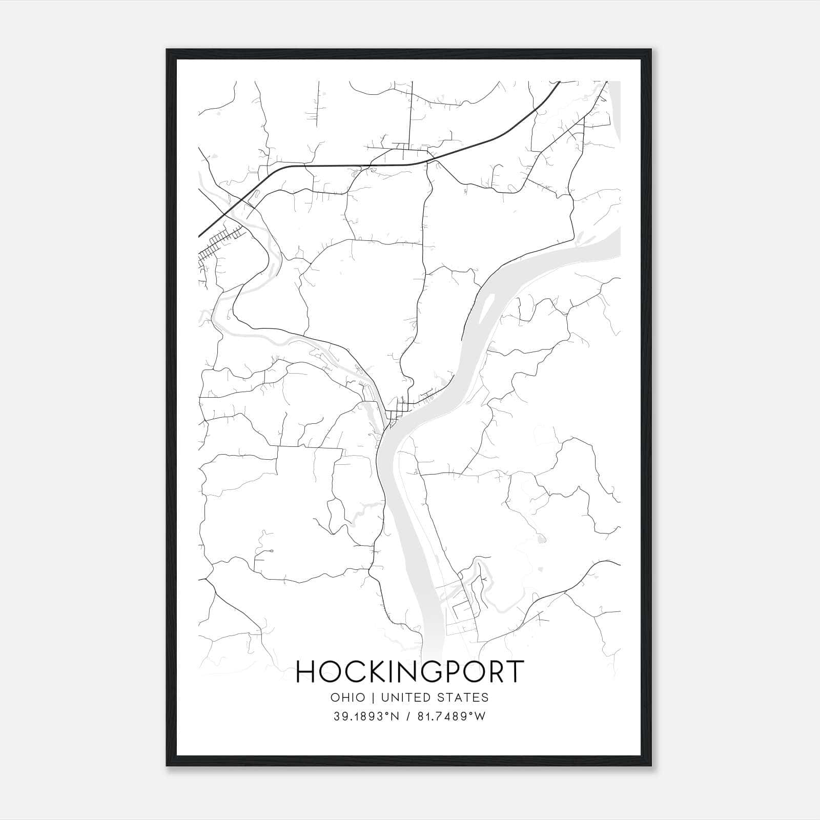 Hockingport Ohio Map Poster, Modern Home Decor Wall Art Print Hockingport Ohio Map Poster, Modern Home Decor Wall Art Print