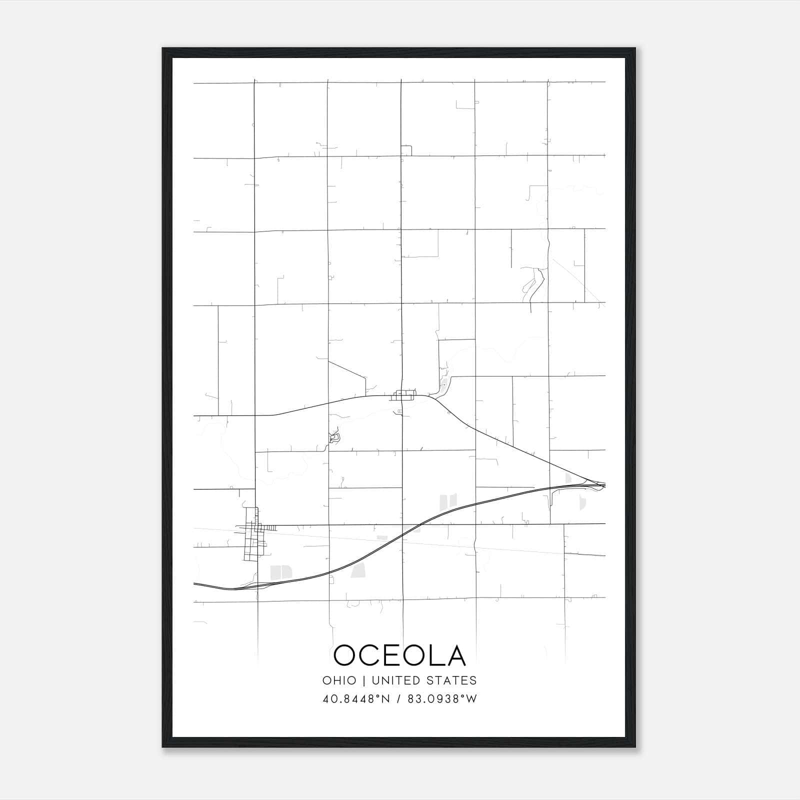 Oceola Ohio Map Poster, Modern Home Decor Wall Art Print Oceola Ohio Map Poster, Modern Home Decor Wall Art Print