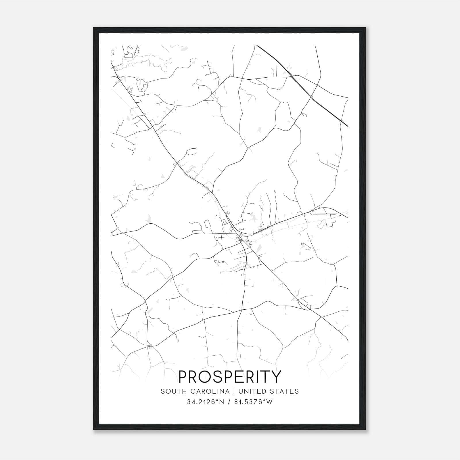 Prosperity South Carolina Map Poster, Modern Home Decor Wall Art Print Prosperity South Carolina Map Poster, Modern Home Decor Wall Art Print
