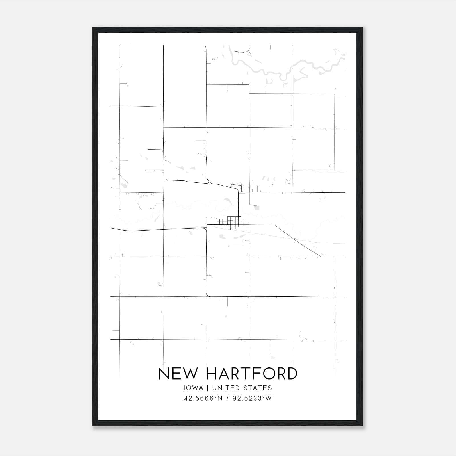New Hartford Iowa Map Poster, Modern Home Decor Wall Art Print New Hartford Iowa Map Poster, Modern Home Decor Wall Art Print