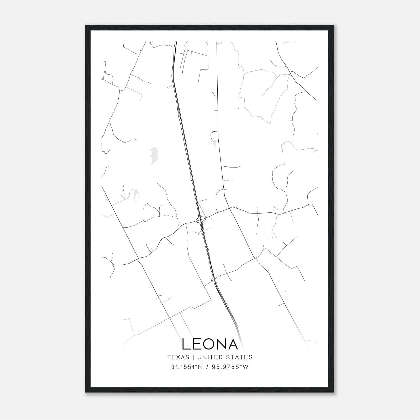 Leona Texas Map Poster, Modern Home Decor Wall Art Print Leona Texas Map Poster, Modern Home Decor Wall Art Print