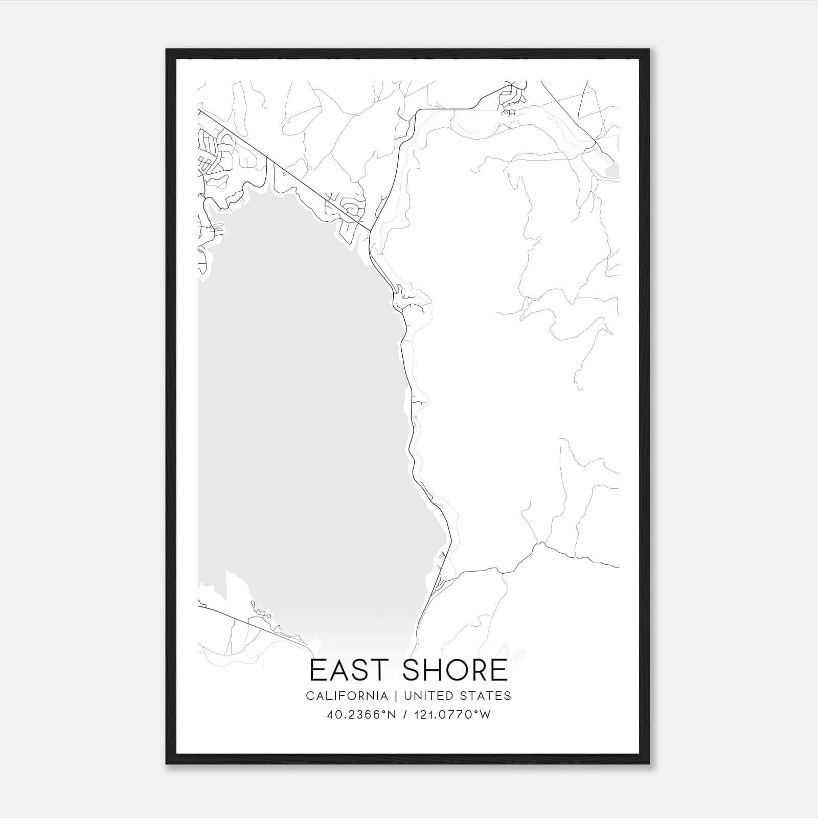 East Shore California Map Poster, Modern Home Decor Wall Art Print East Shore California Map Poster, Modern Home Decor Wall Art Print