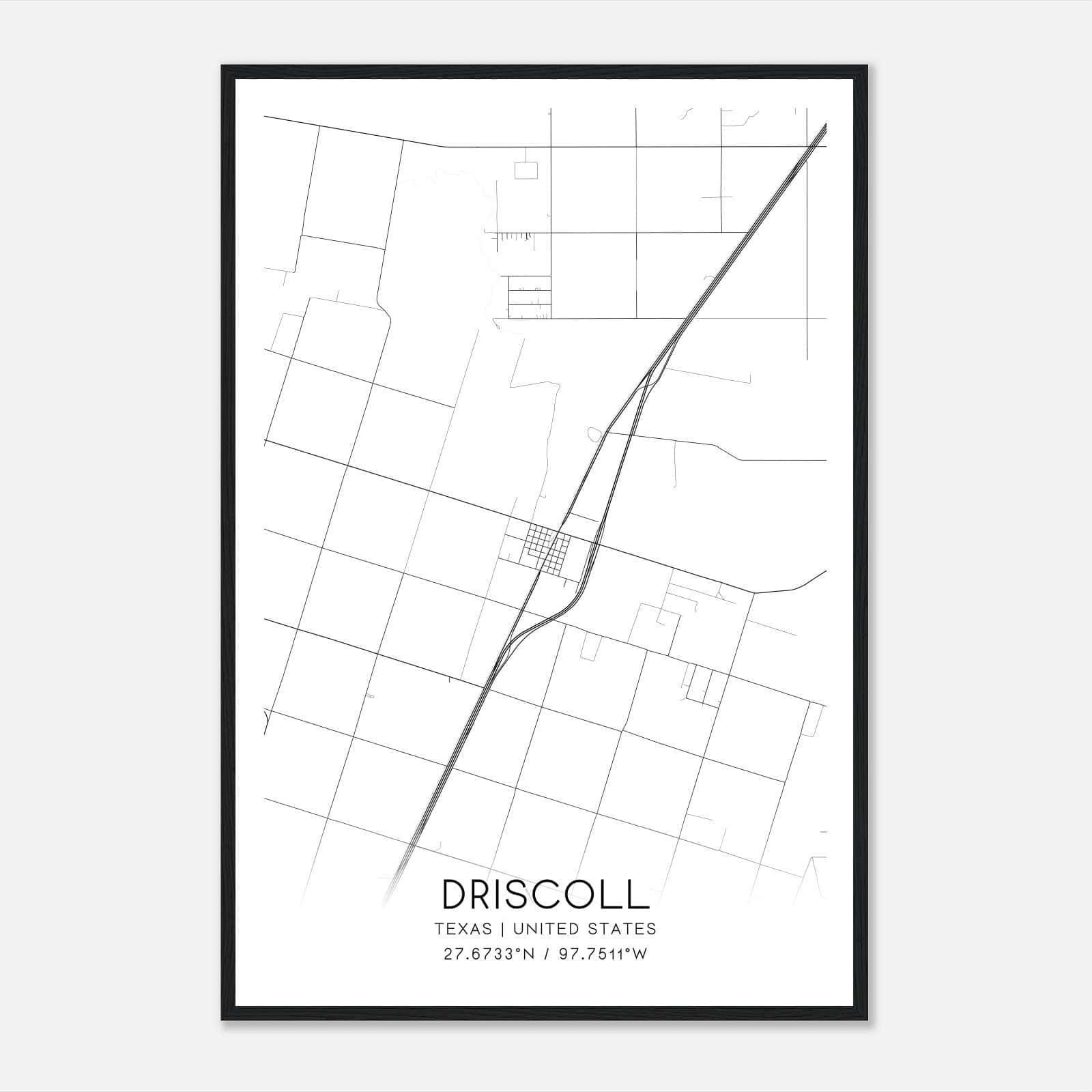Driscoll Texas Map Poster, Modern Home Decor Wall Art Print Driscoll Texas Map Poster, Modern Home Decor Wall Art Print