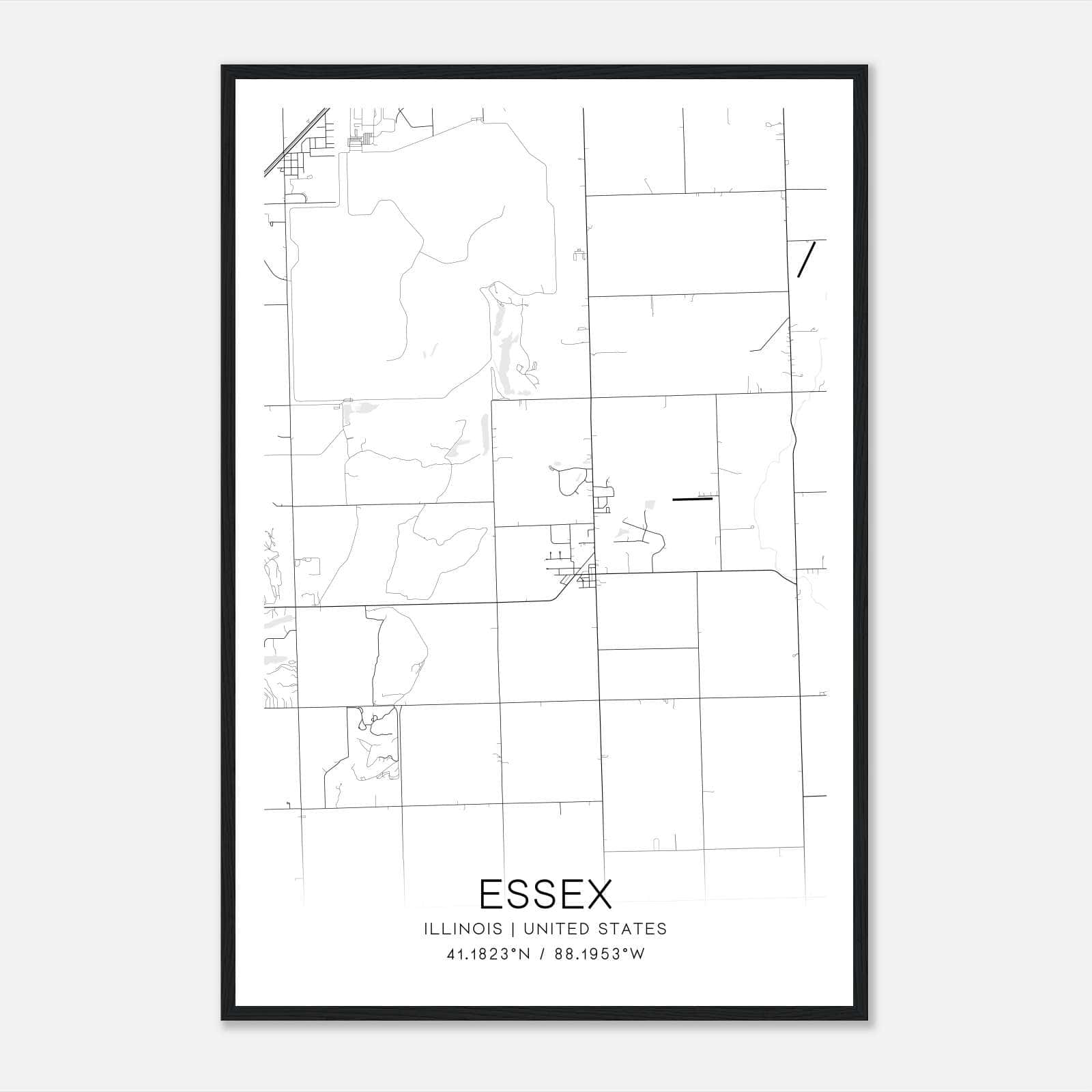 Essex Illinois Map Poster, Modern Home Decor Wall Art Print Essex Illinois Map Poster, Modern Home Decor Wall Art Print