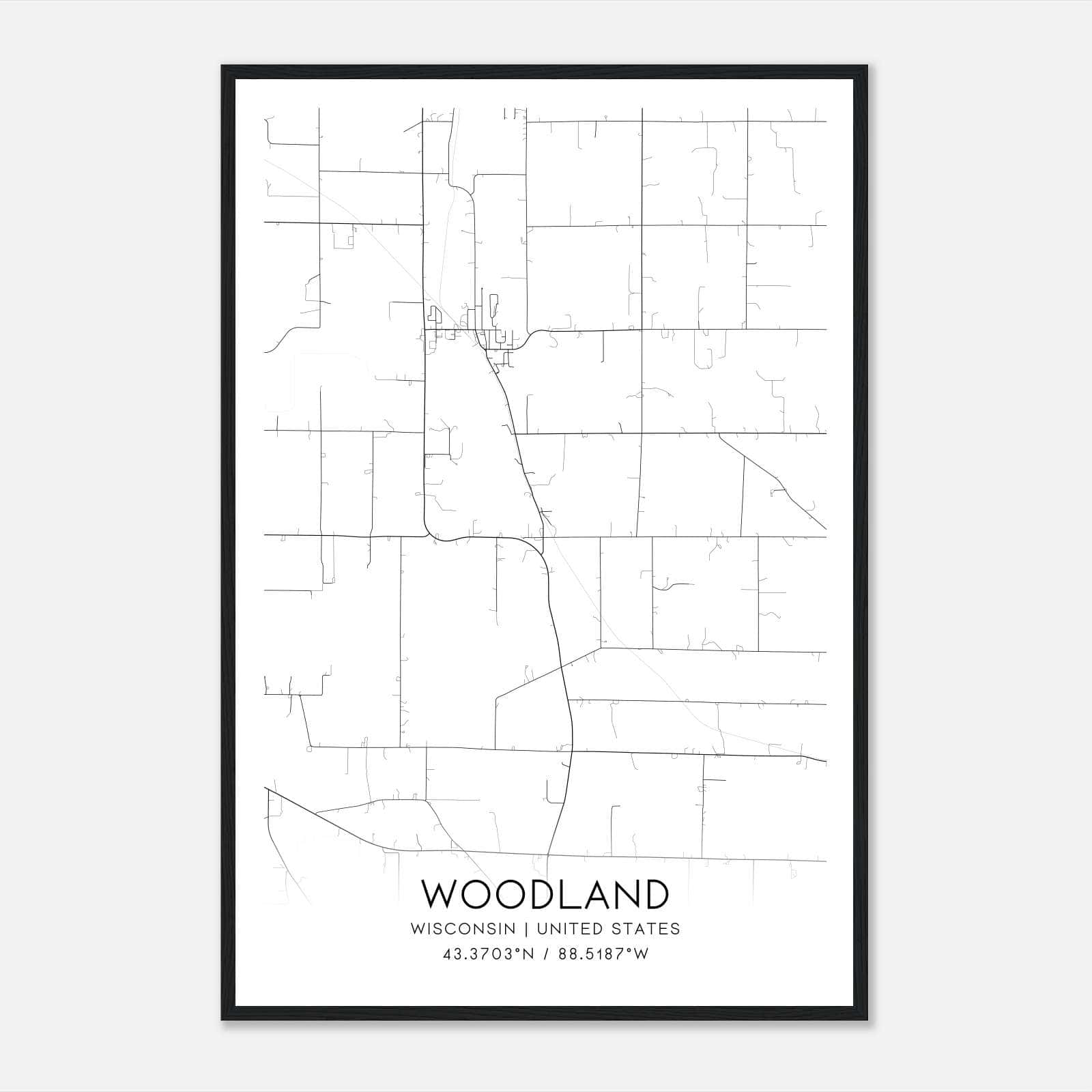 Woodland Wisconsin Map Poster, Modern Home Decor Wall Art Print Woodland Wisconsin Map Poster, Modern Home Decor Wall Art Print