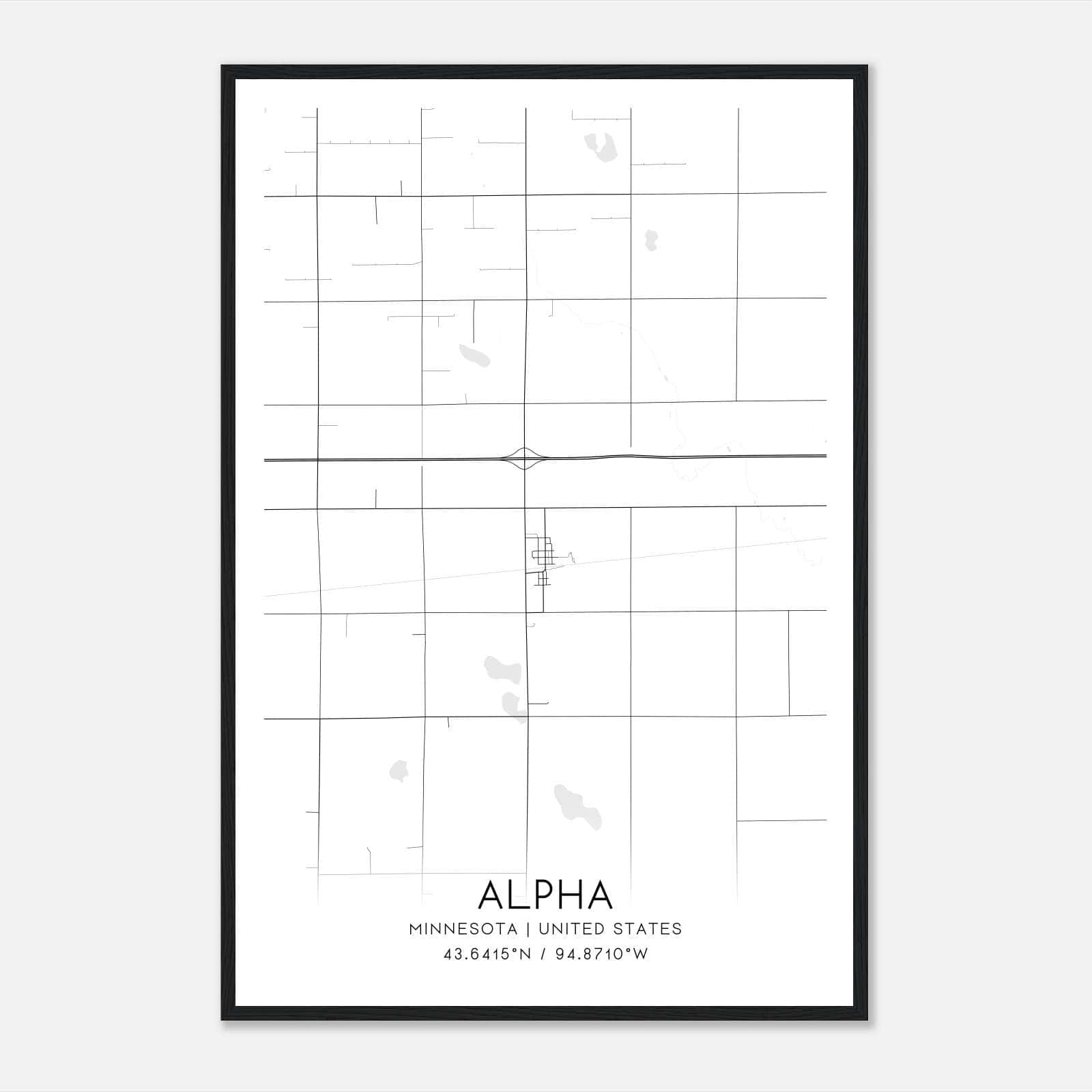 Alpha Minnesota Map Poster, Modern Home Decor Wall Art Print Alpha Minnesota Map Poster, Modern Home Decor Wall Art Print