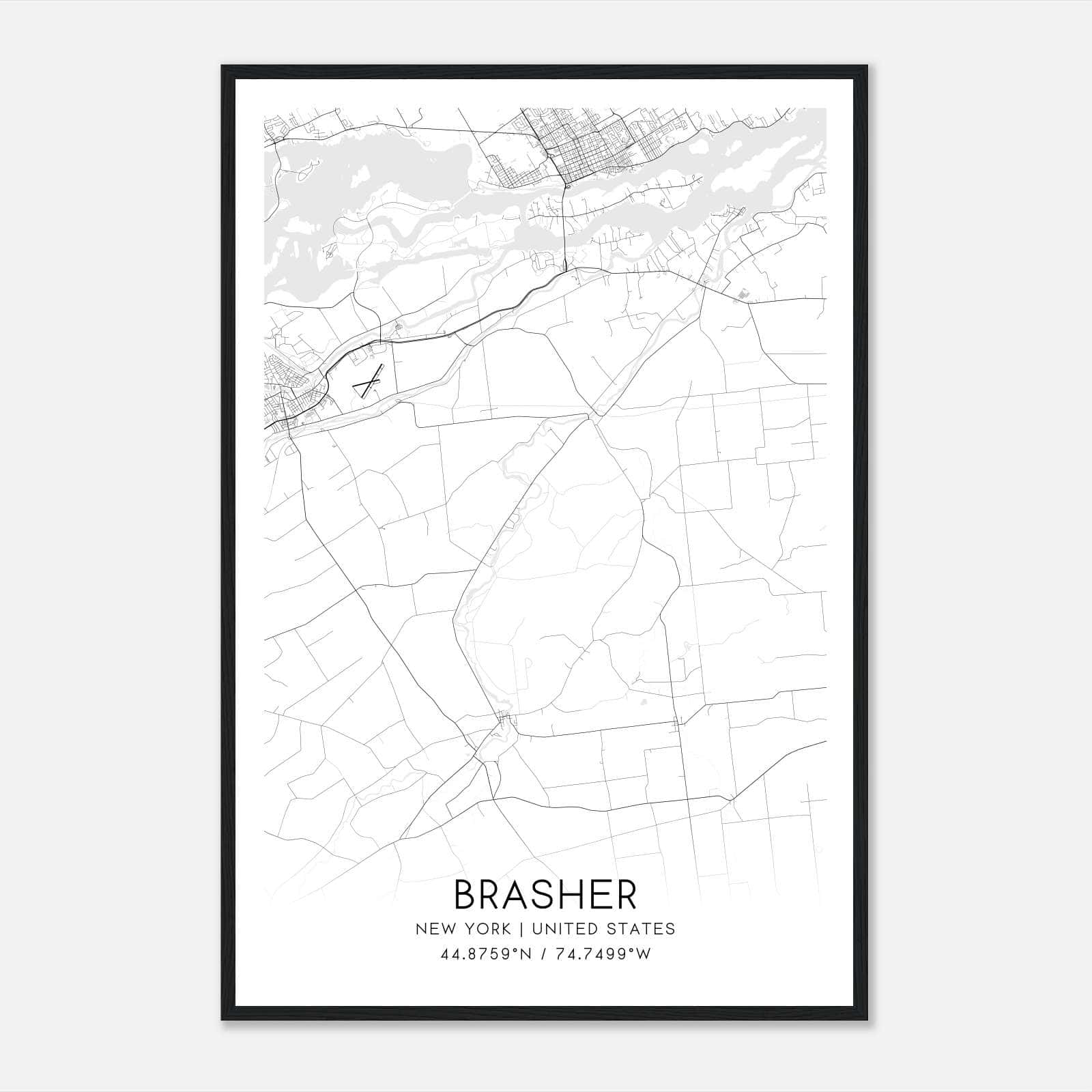 Brasher New York Map Poster, Modern Home Decor Wall Art Print Brasher New York Map Poster, Modern Home Decor Wall Art Print