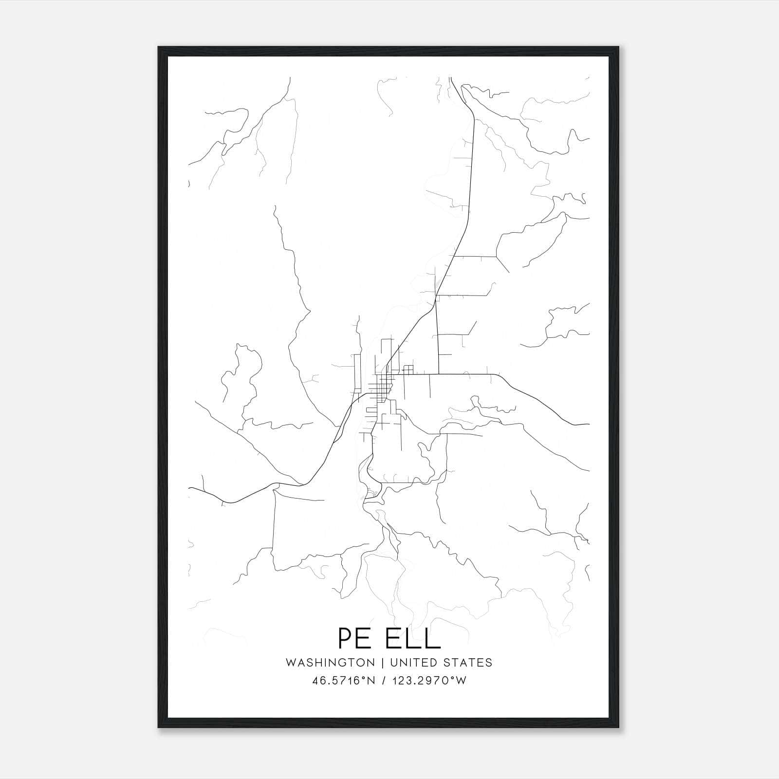 Pe Ell Washington Map Poster, Modern Home Decor Wall Art Print Pe Ell Washington Map Poster, Modern Home Decor Wall Art Print