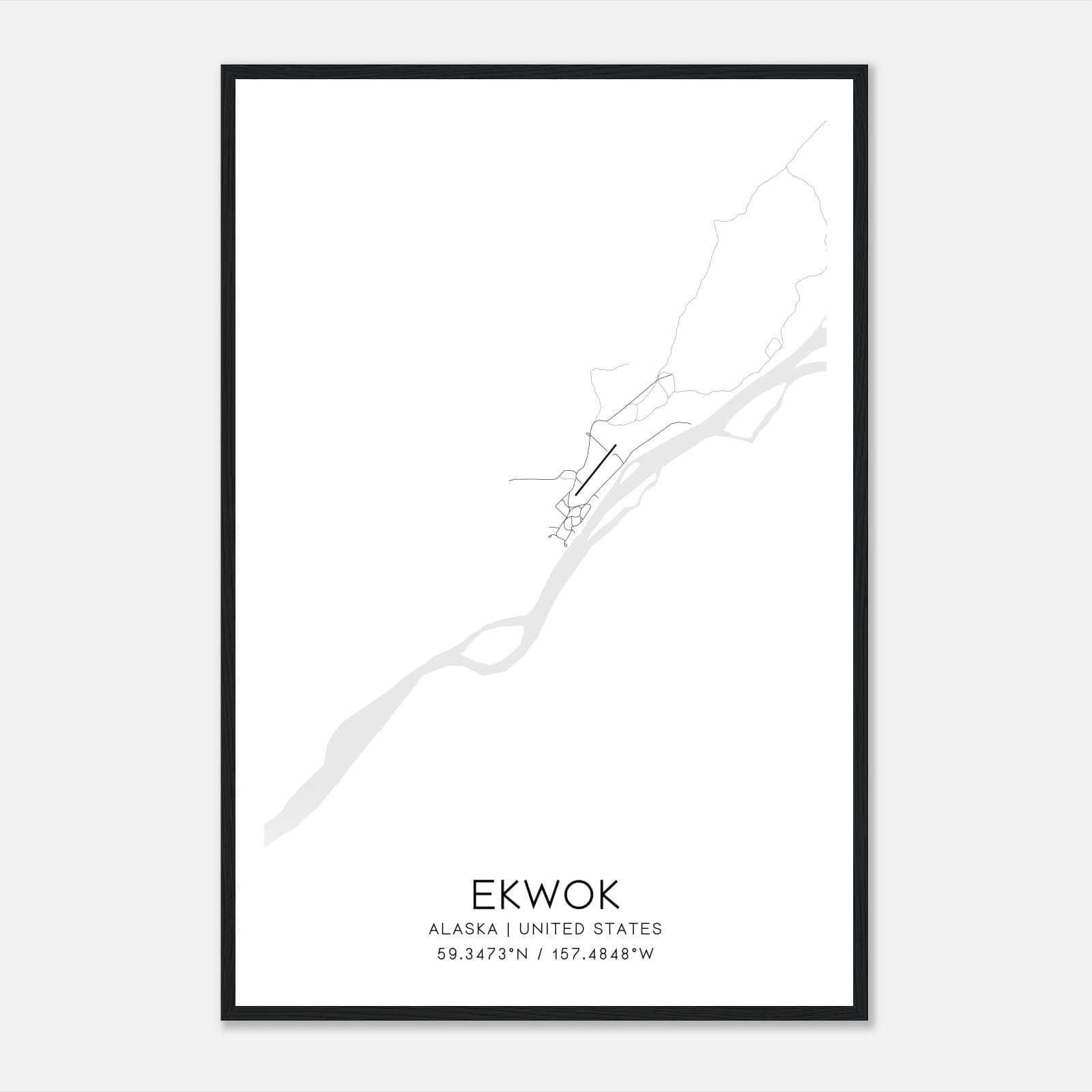 Ekwok Alaska Map Poster, Modern Home Decor Wall Art Print Ekwok Alaska Map Poster, Modern Home Decor Wall Art Print