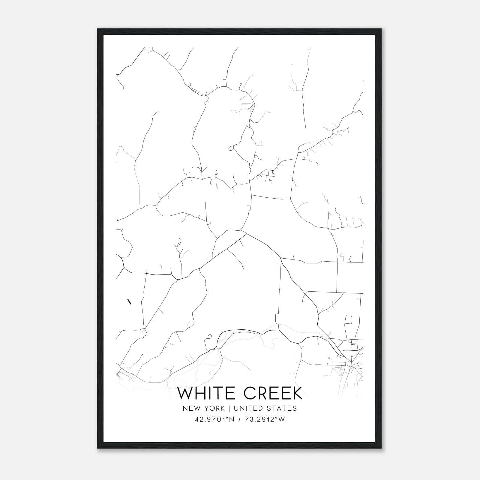 White Creek New York Map Poster, Modern Home Decor Wall Art Print White Creek New York Map Poster, Modern Home Decor Wall Art Print